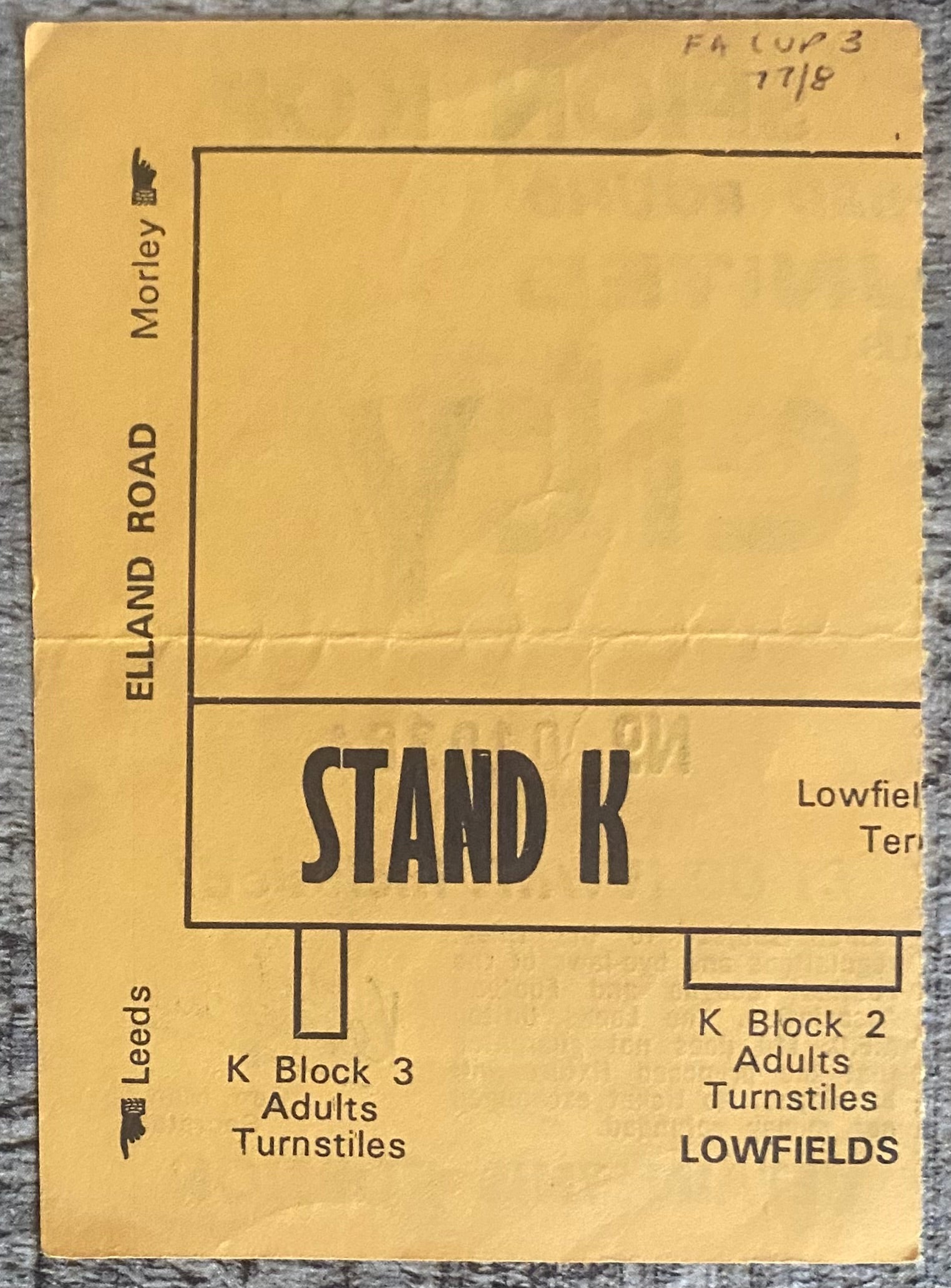 1977/78 ORIGINAL FA CUP 3RD ROUND TICKET LEEDS UNITED V MANCHESTER CITY
