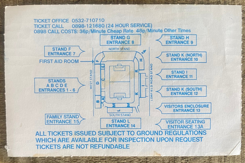 1991/92 ORIGINAL DIVISION 1 TICKET LEEDS UNITED V COVENTRY CITY