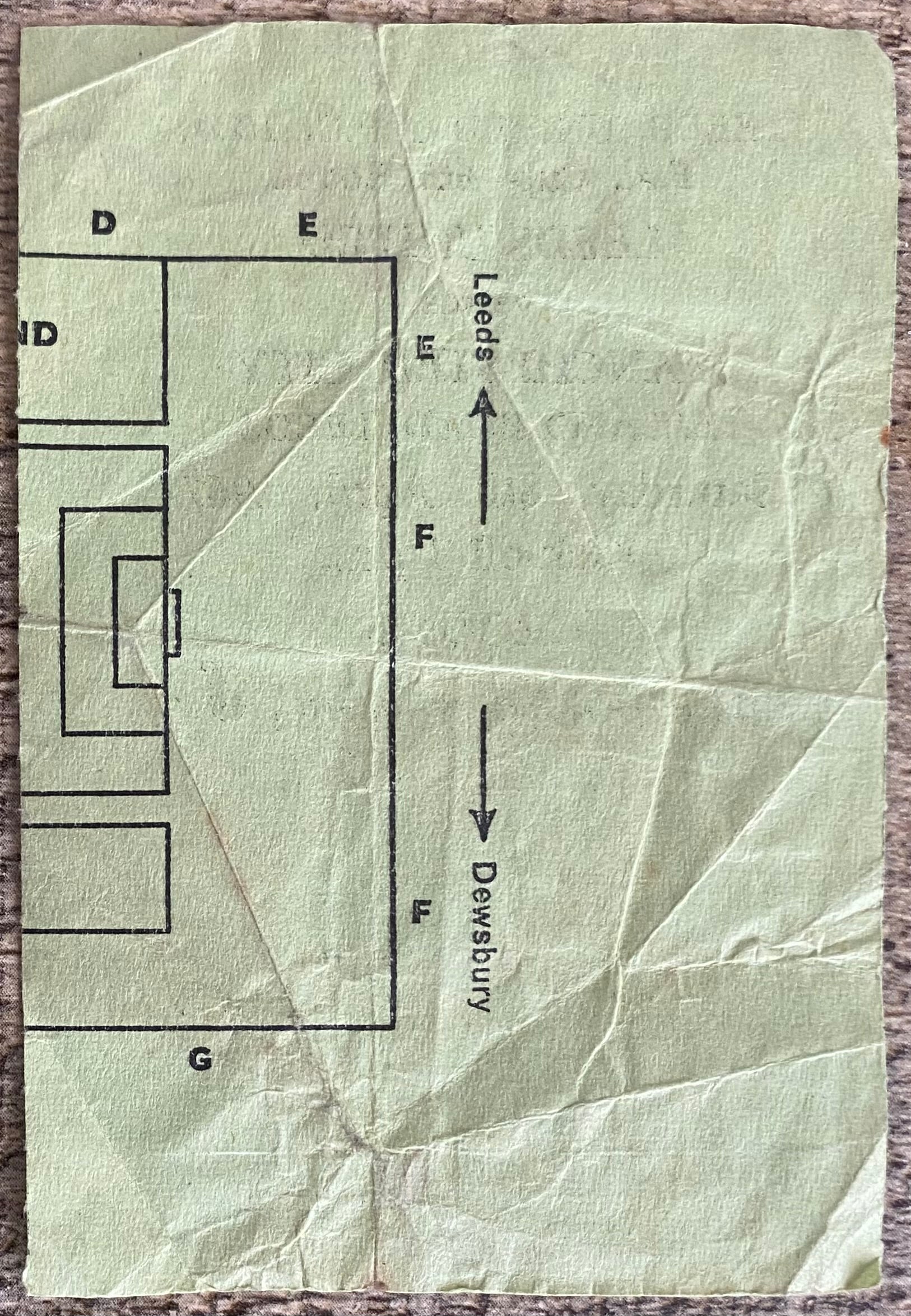 1966/67 ORIGINAL FA CUP 6TH ROUND TICKET LEEDS UNITED V MANCHESTER CITY