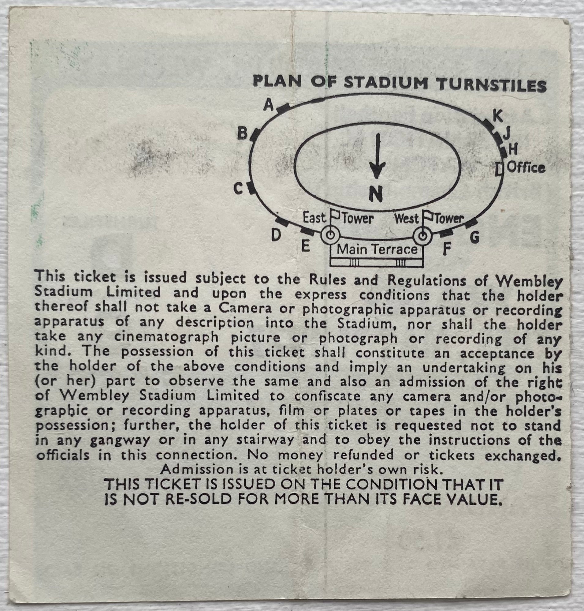 1977 ORIGINAL BRITISH HOME INTERNATIONAL CHAMPIONSHIPS TICKET ENGLAND V WALES