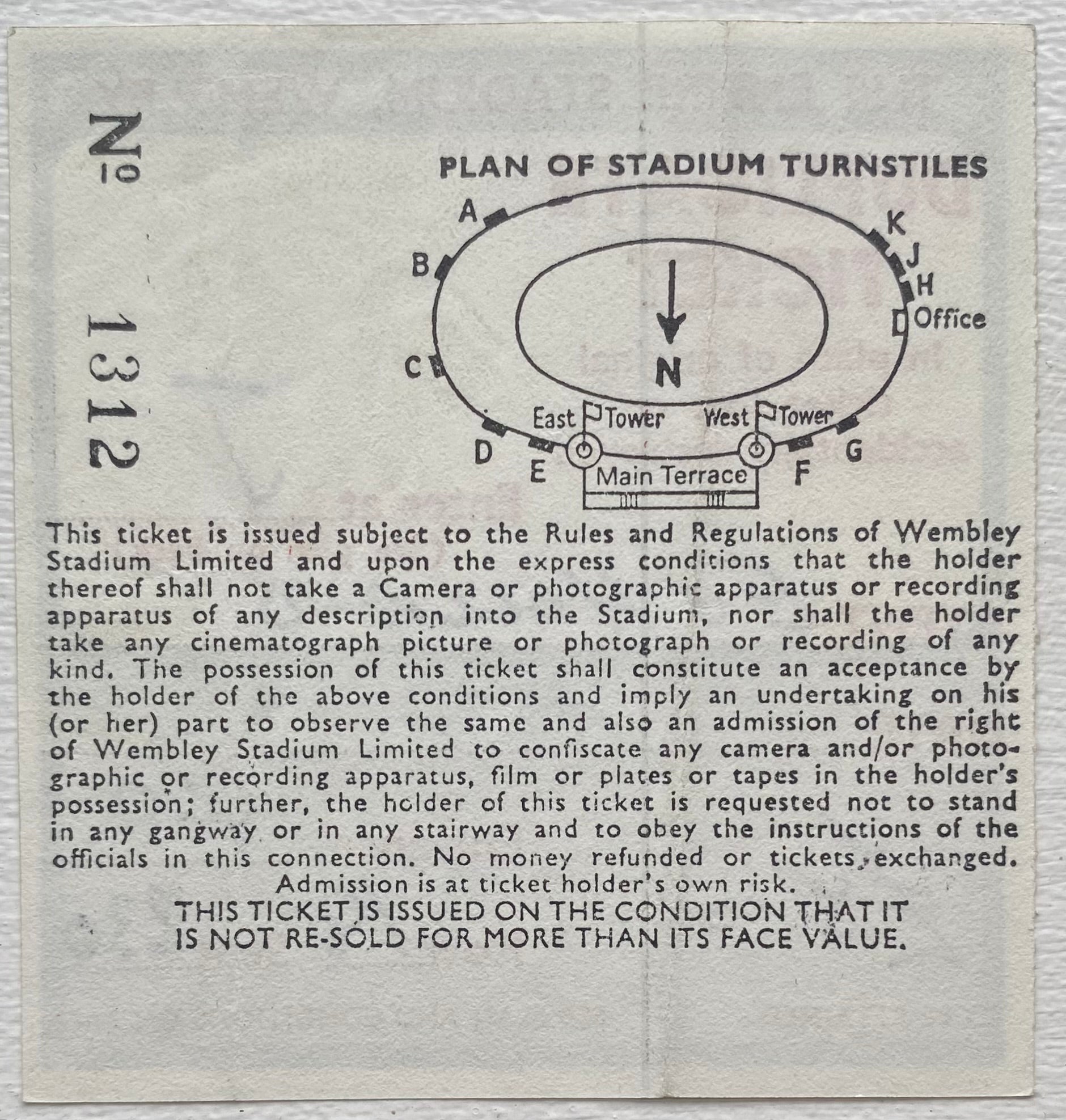 1977 ORIGINAL INTERNATIONAL TICKET ENGLAND V NETHERLANDS (DUPLICATE)