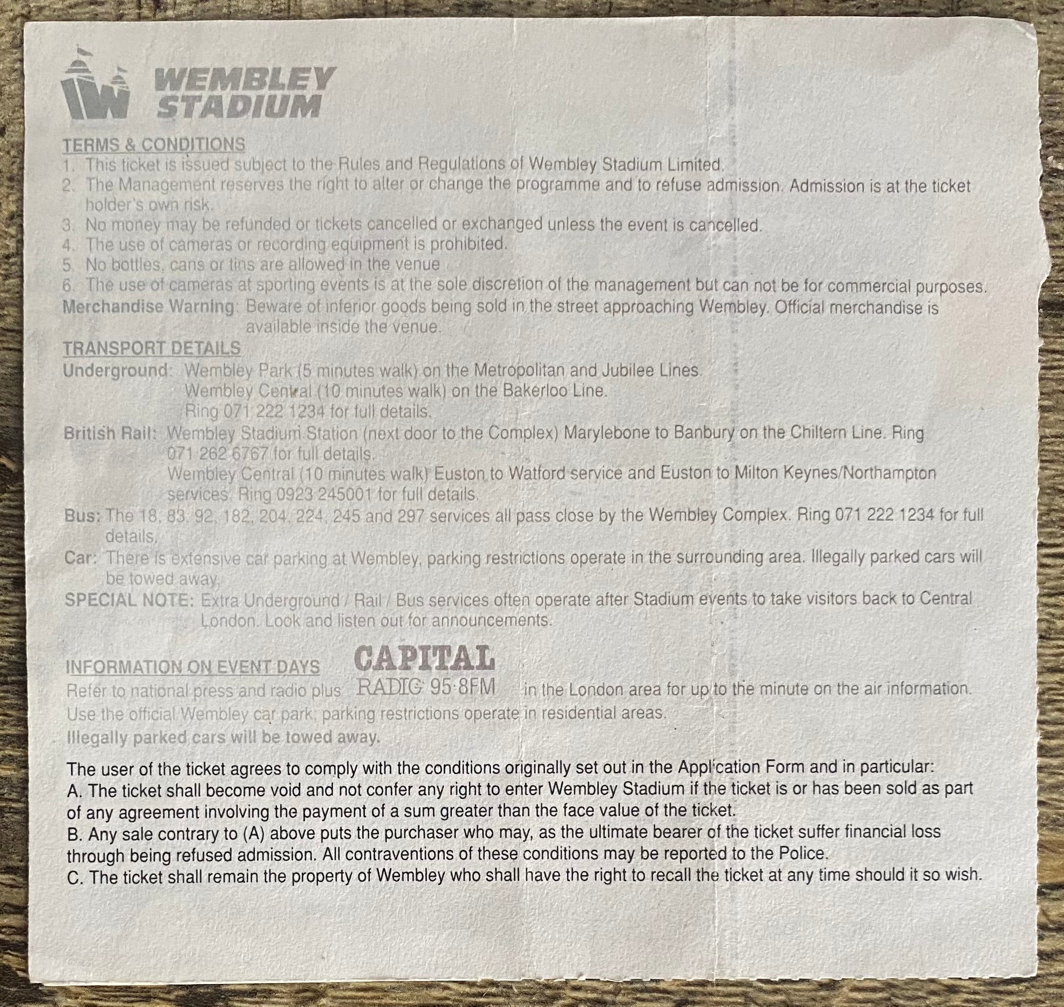 1992 ORIGINAL FA CUP FINAL TICKET LIVERPOOL V SUNDERLAND