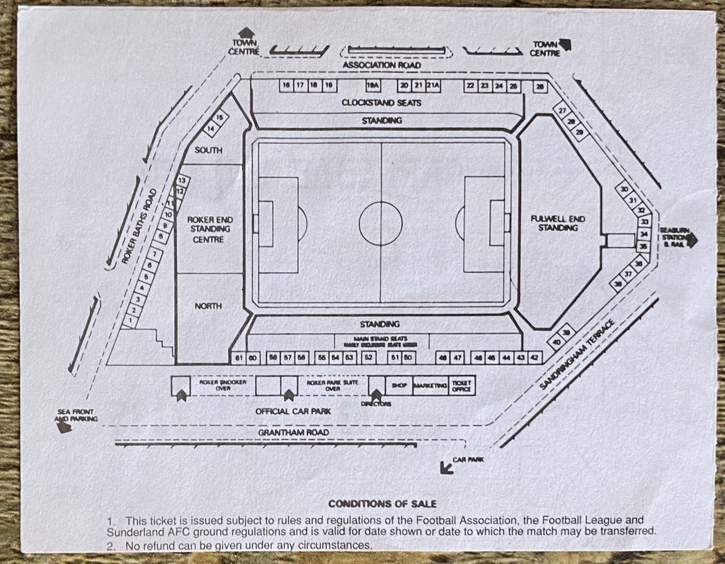 1994/95 ORIGINAL FA CUP 3RD ROUND TICKET SUNDERLAND v CARLISLE UNITED