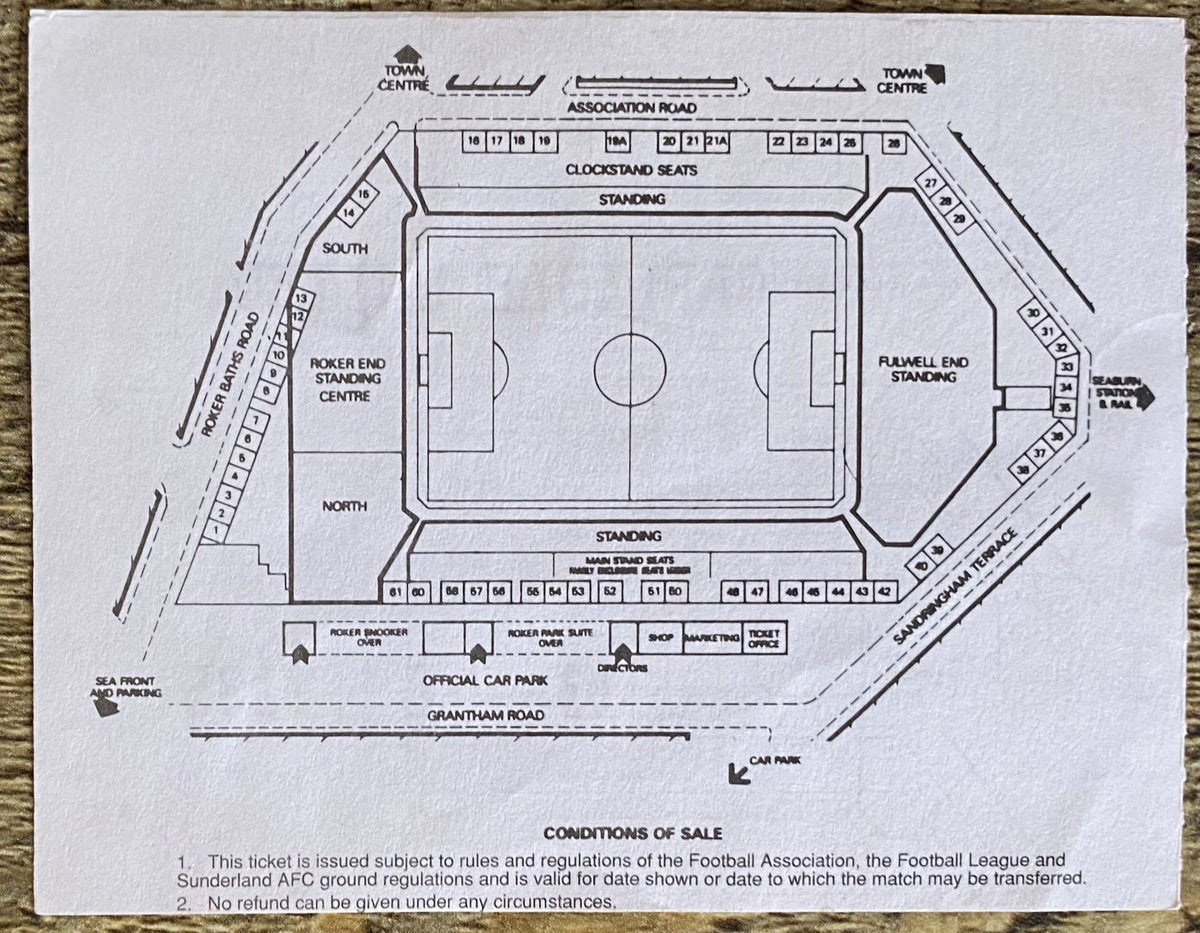 1994/95 ORIGINAL FA CUP 3RD ROUND TICKET SUNDERLAND v CARLISLE UNITED