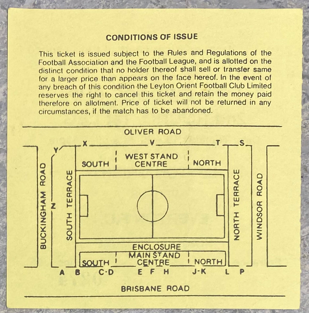 1989/90 ORIGINAL LITTLEWOODS CUP 2ND ROUND 1ST LEG TICKET LEYTON ORIENT V EVERTON