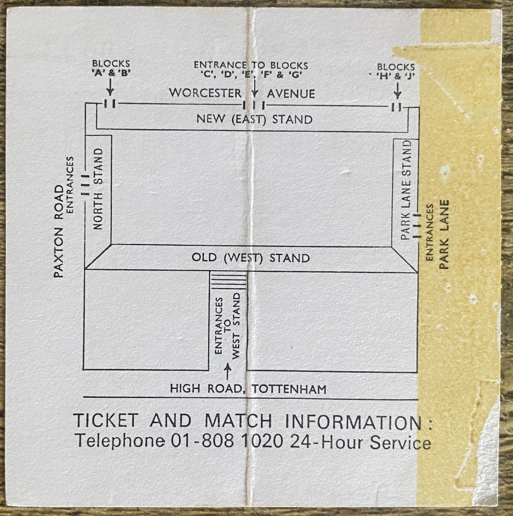 1978/79 ORIGINAL DIVISION ONE TICKET TOTTENHAM HOTSPUR V ARSENAL