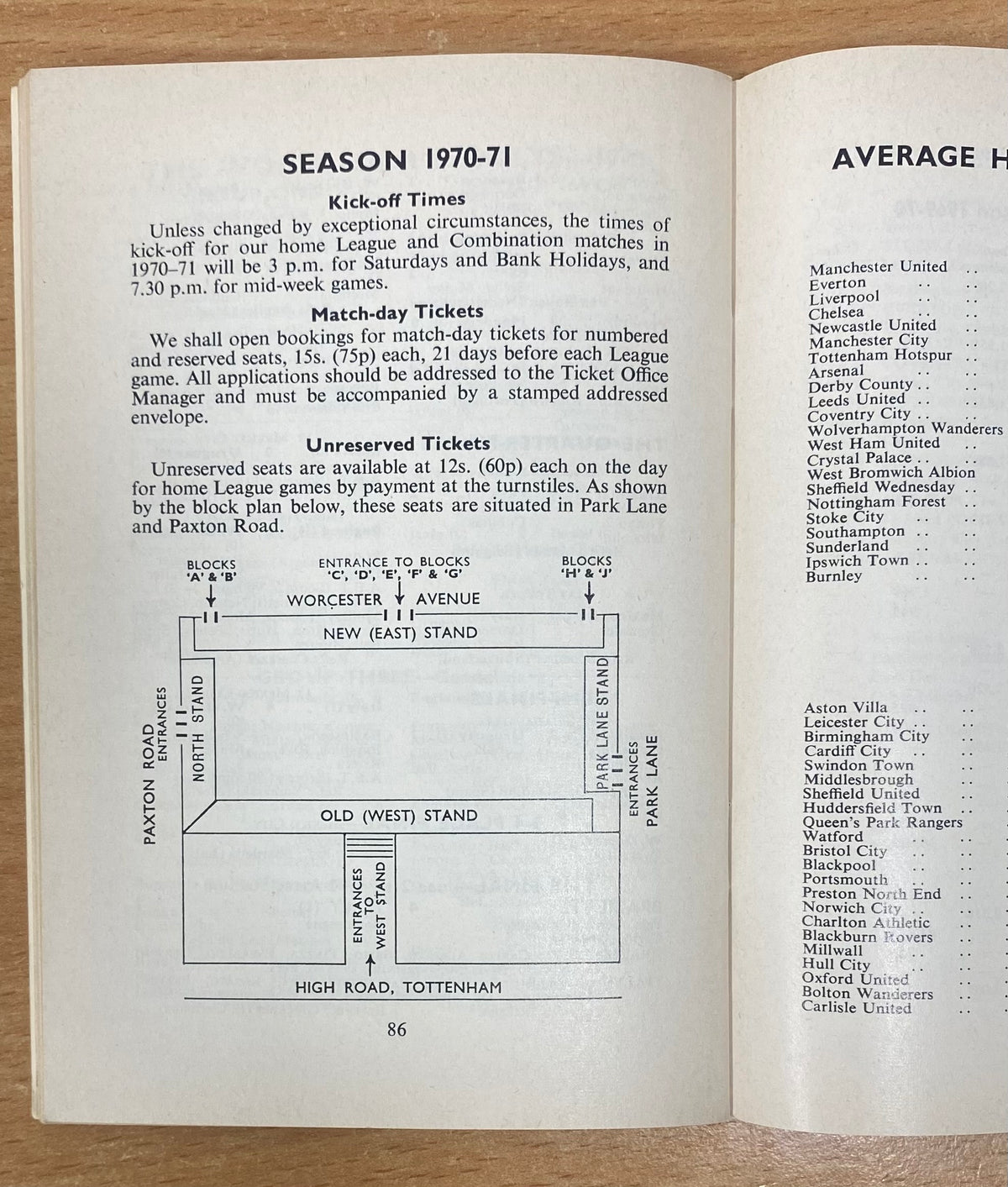 1970/71 ORIGINAL CLUB ISSUED OFFICIAL TOTTENHAM HOTSPUR HANDBOOK