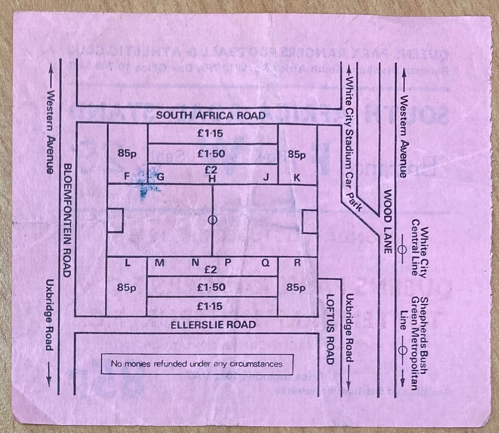 1973/74 ORIGINAL LEAGUE CUP 2ND ROUND TICKET QUEENS PARK RANGERS V TOTTENHAM HOTSPUR