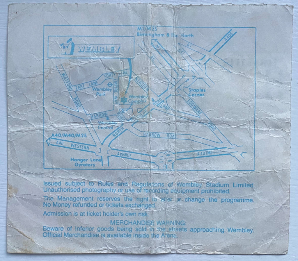 1988 ORIGINAL LITTLEWOODS CUP FINAL TICKET LUTON TOWN V ARSENAL