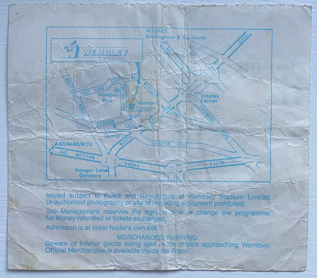 1988 ORIGINAL LITTLEWOODS CUP FINAL TICKET LUTON TOWN V ARSENAL