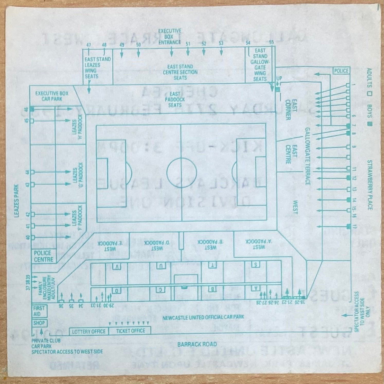 1987/88 ORIGINAL DIVISION 1 TICKET NEWCASTLE UNITED V CHELSEA