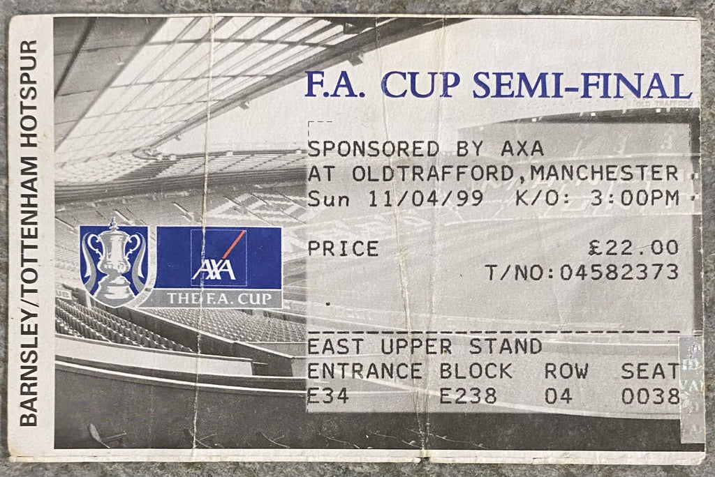 1999 ORIGINAL FA CUP SEMI FINAL TICKET NEWCASTLE UNITED V TOTTENHAM HOTSPUR @ OLD TRAFFORD
