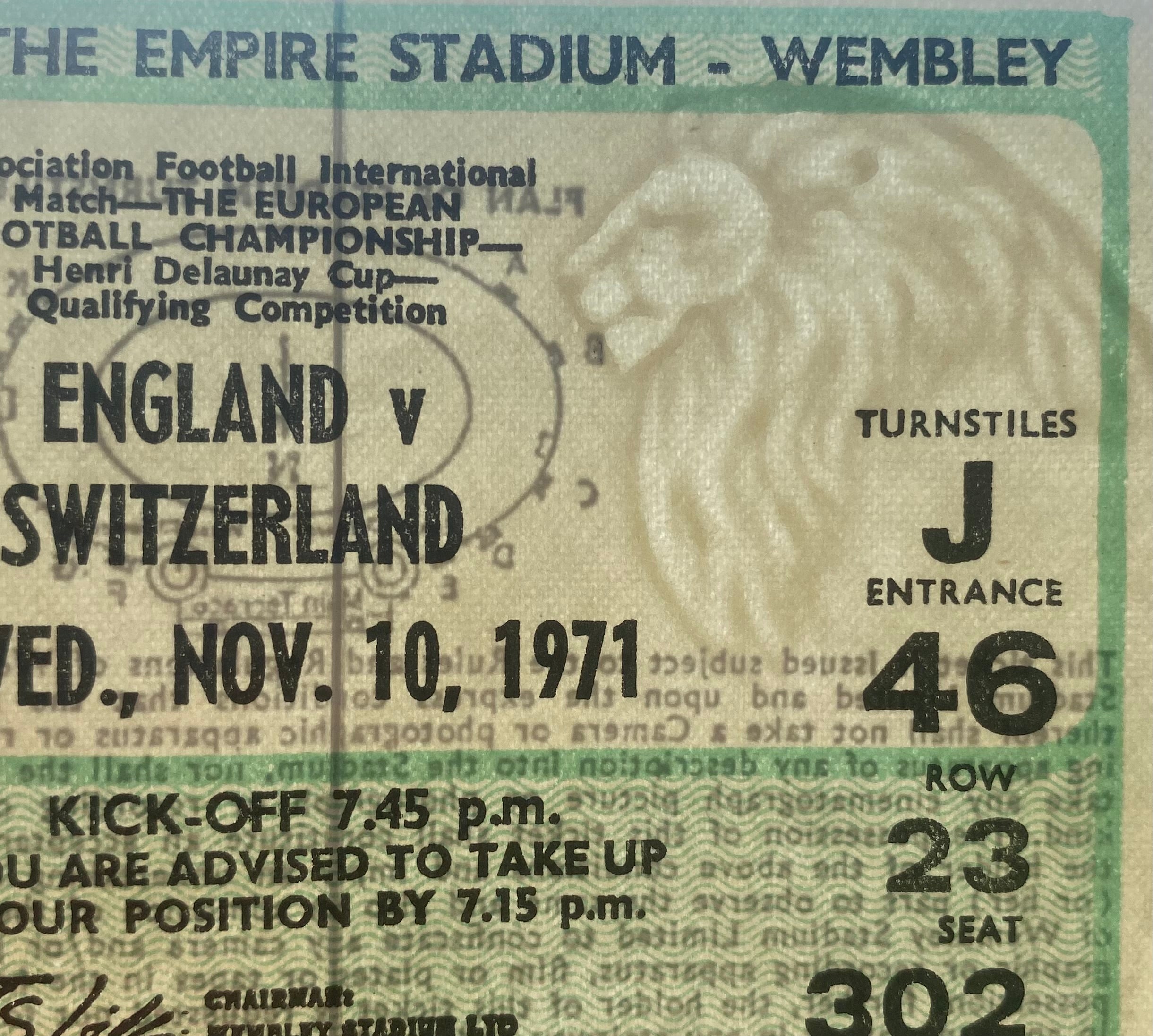 1971 ORIGINAL EUROPEAN CHAMPIONSHIPS QUALIFYING TICKET ENGLAND V SWITZERLAND
