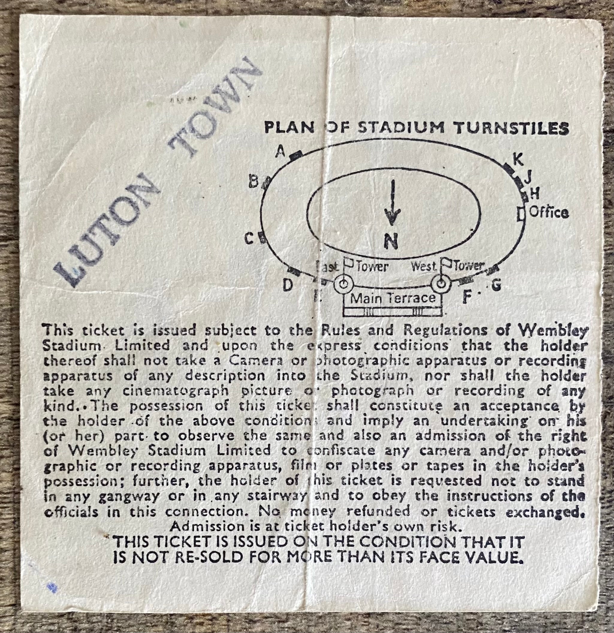 1979 ORIGINAL FA CUP FINAL TICKET ARSENAL V MANCHESTER UNITED