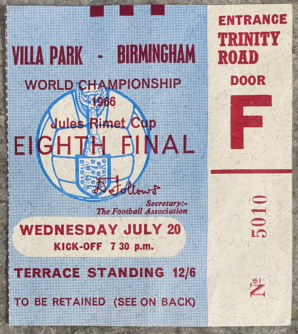 1966 ORIGINAL WORLD CUP 1ST ROUND TICKET WEST GERMANY V SPAIN @ VILLA PARK