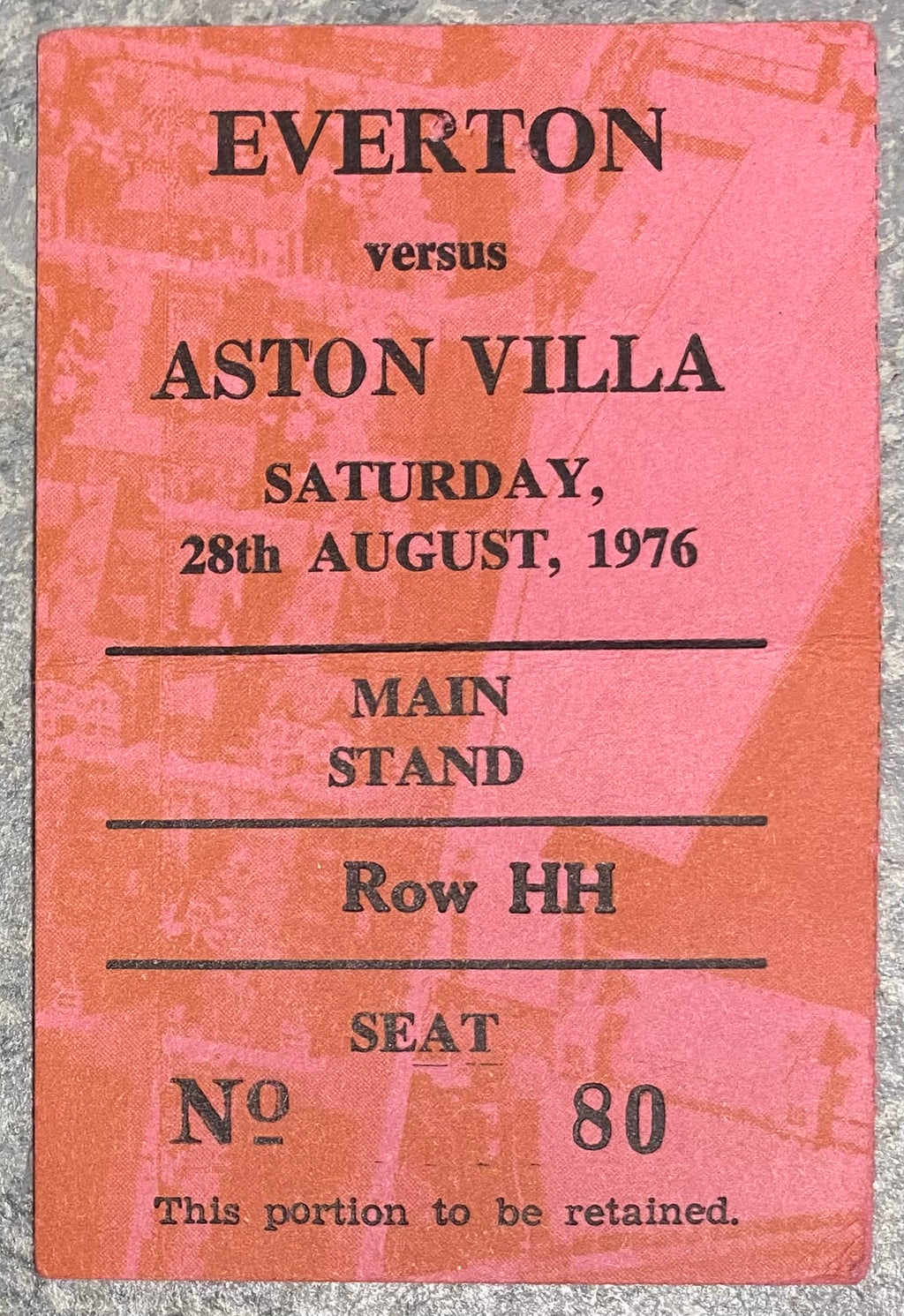 1976/77 ORIGINAL DIVISION ONE TICKET EVERTON V ASTON VILLA