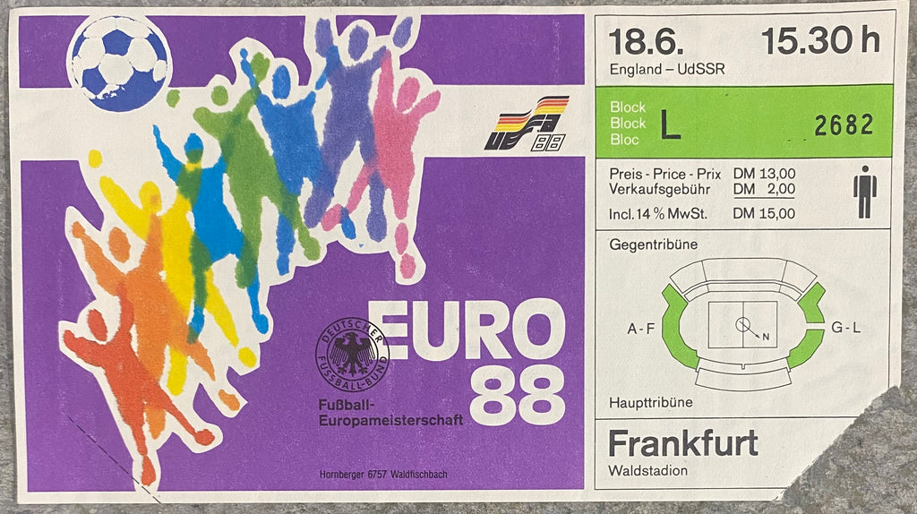 1988 ORIGINAL EURO 88 TICKET ENGLAND V SOVIET UNION @ FRANKFURT