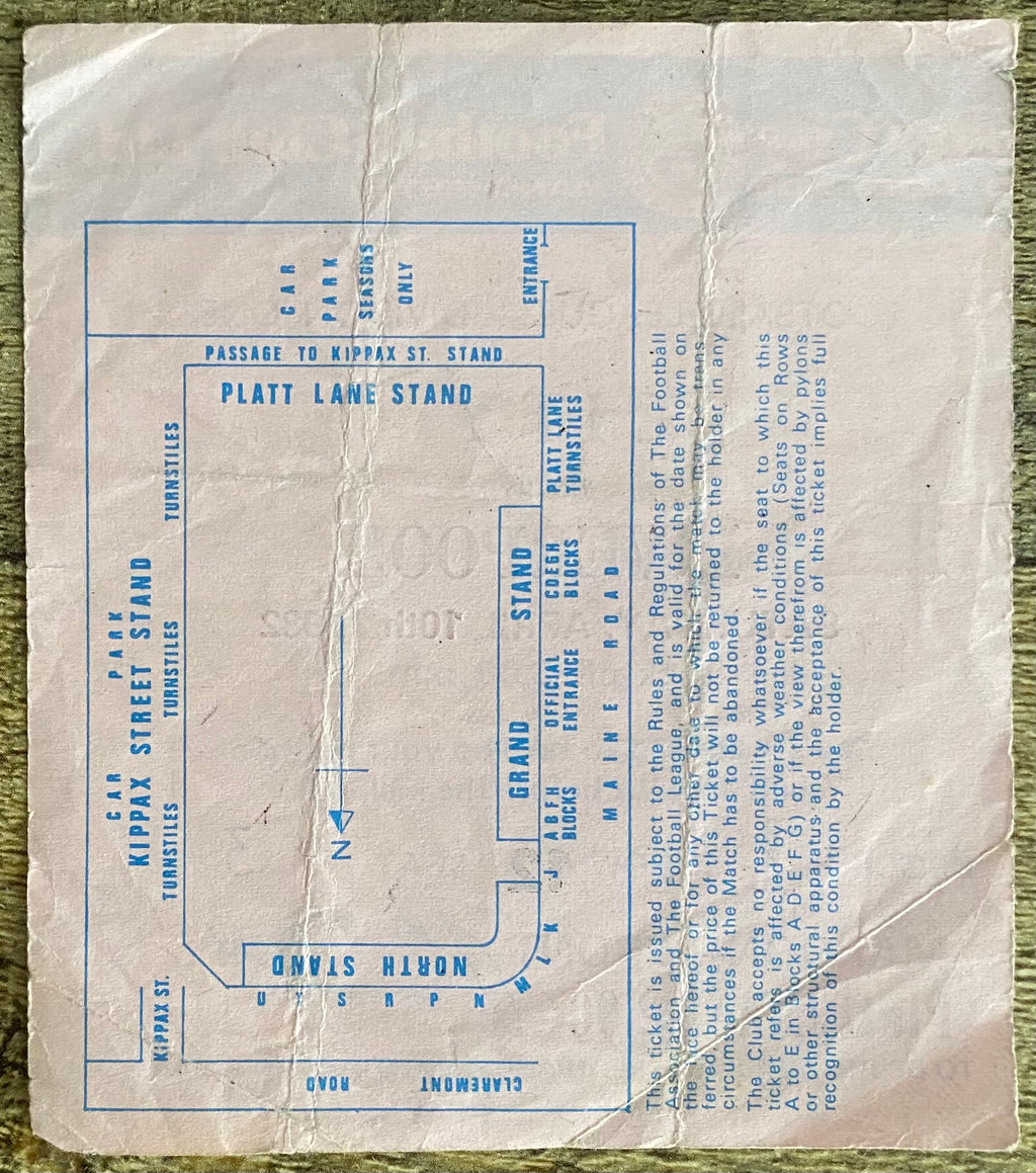 1981/82 ORIGINAL DIVISION ONE TICKET MANCHESTER CITY V LIVERPOOL
