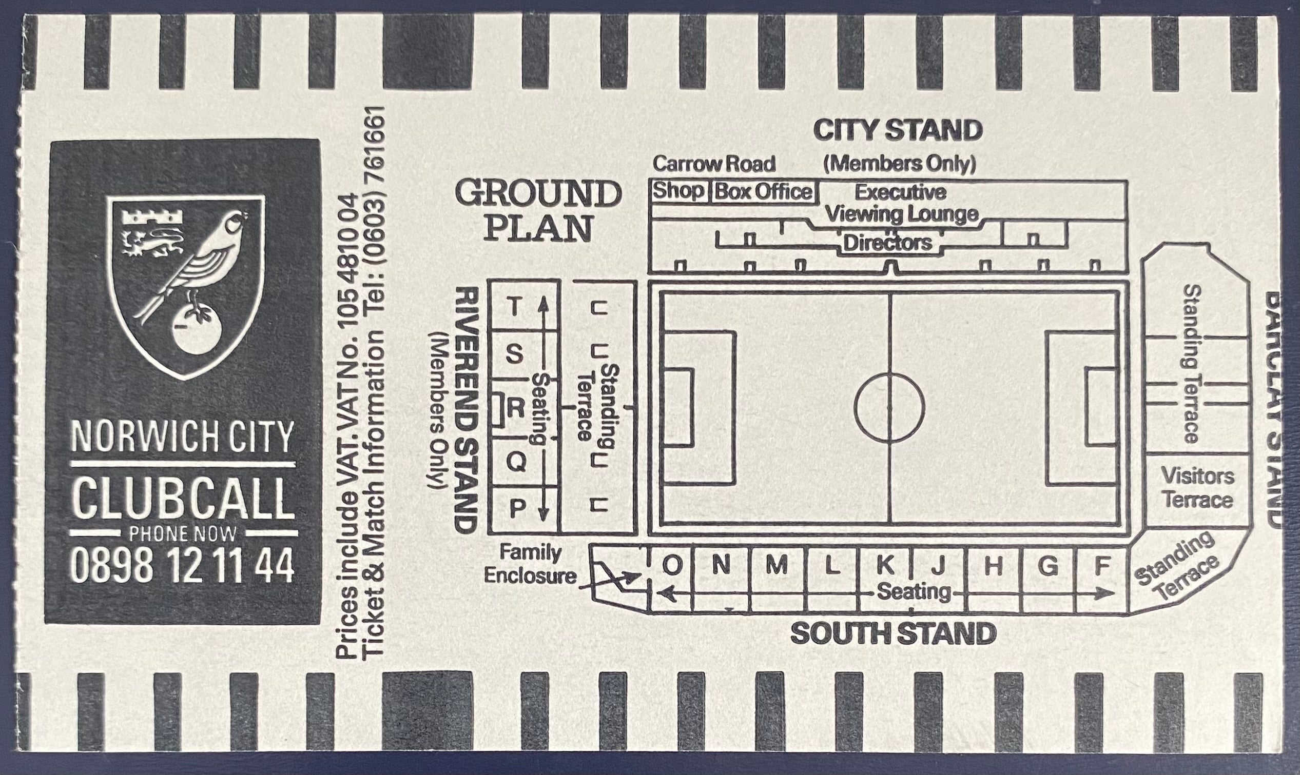 1989/90 ORIGINAL LITTLEWOODS CUP 2ND ROUND 1ST LEG TICKET NORWICH CITY V ROTHERHAM UNITED