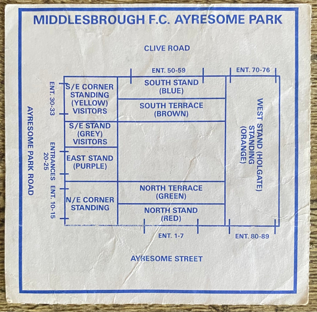 1990/91 ORIGINAL DIVISION 1 TICKET MIDDLESBROUGH V PLYMOUTH ARGYLE