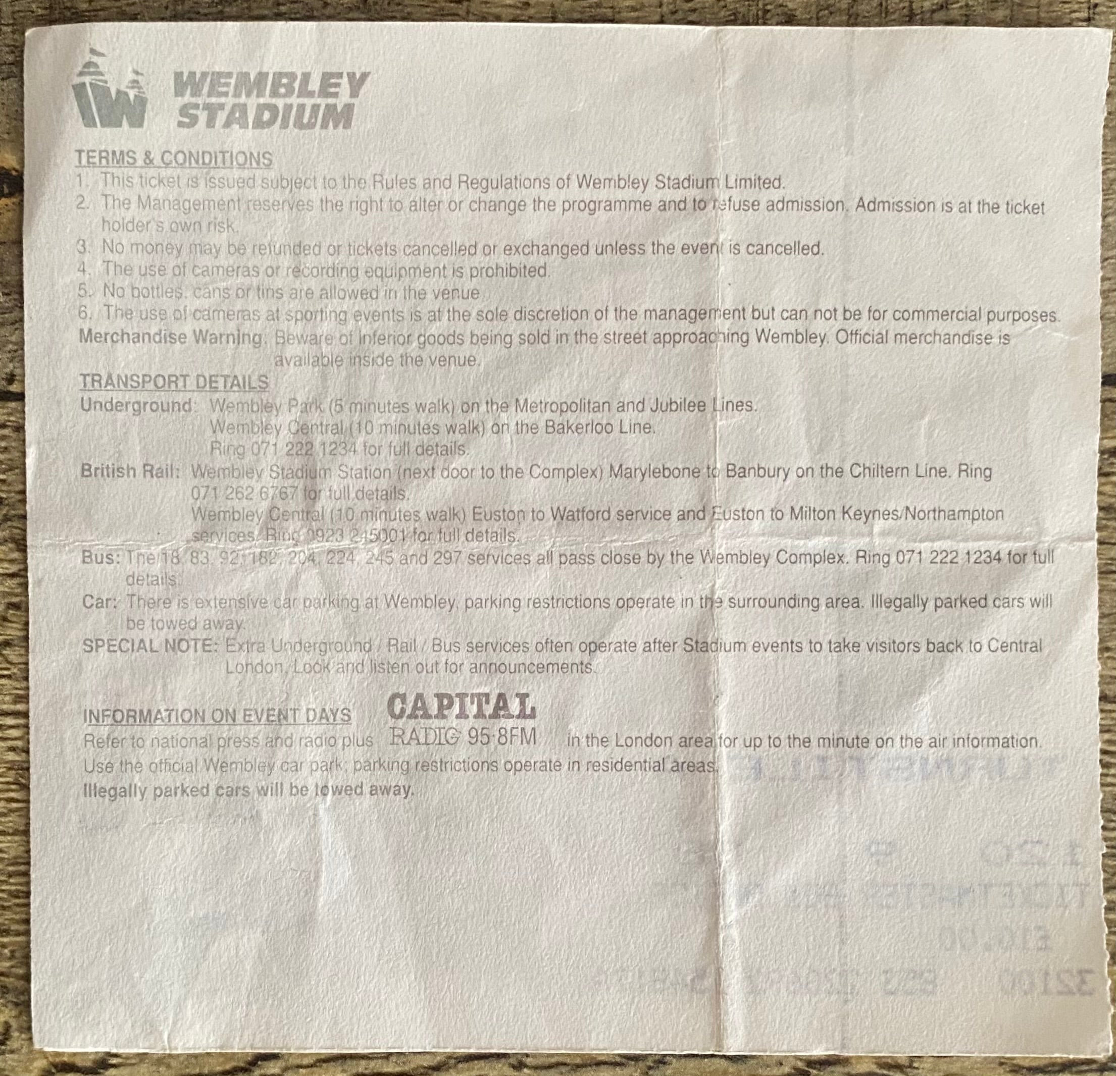 1992 ORIGINAL CHARITY SHIELD TICKET LIVERPOOL V LEEDS UNITED