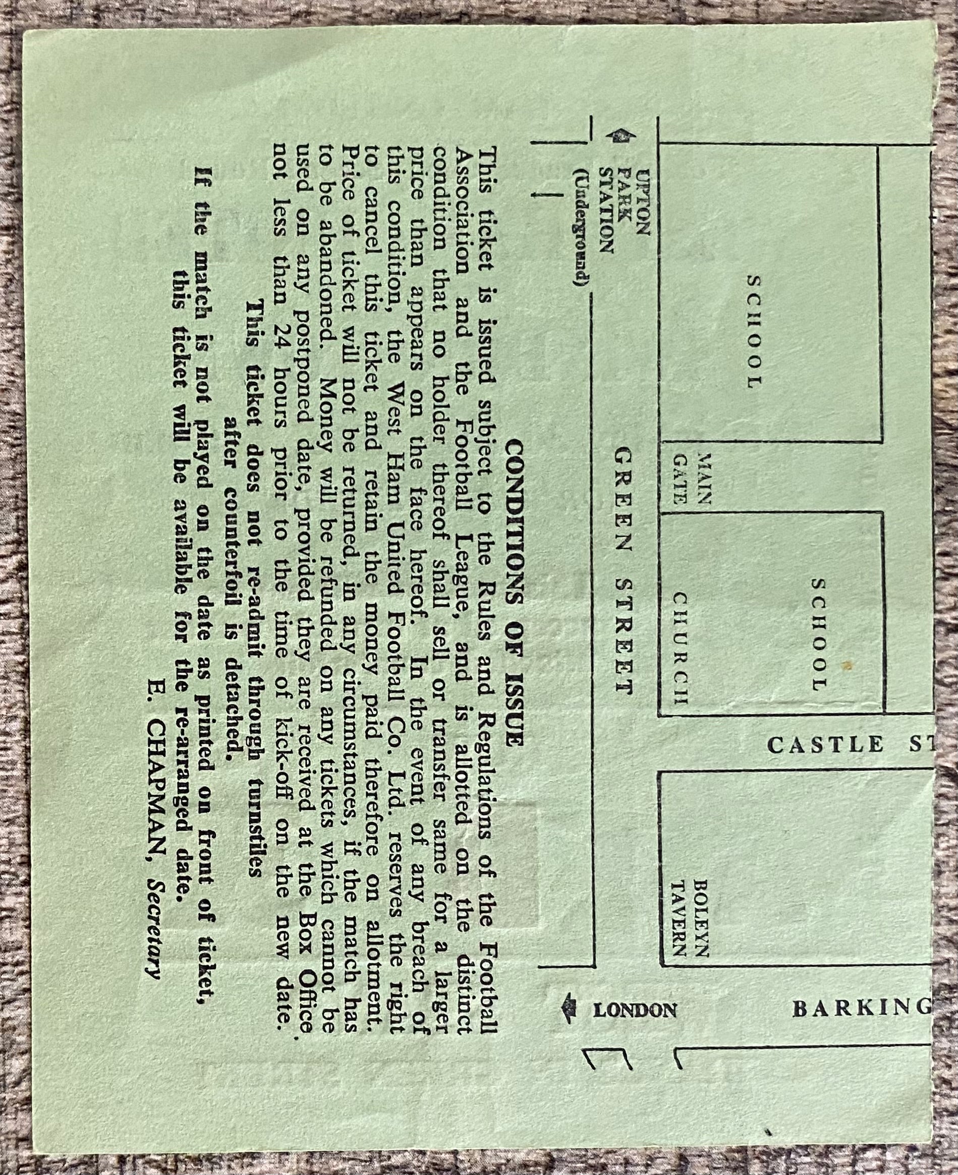 1978/79 ORIGINAL LEAGUE CUP 2ND ROUND TICKET WEST HAM UNITED V SWINDON TOWN