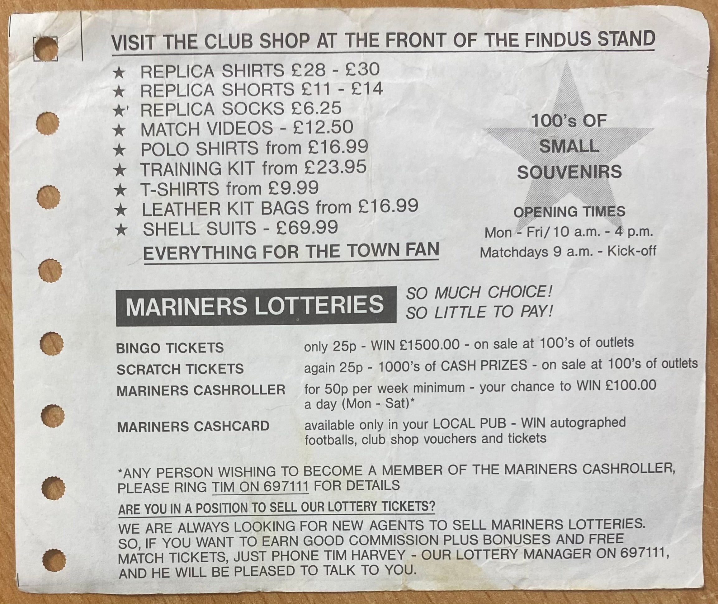 1993/94 ORIGINAL DIVISION 1 TICKET GRIMSBY TOWN V SUNDERLAND