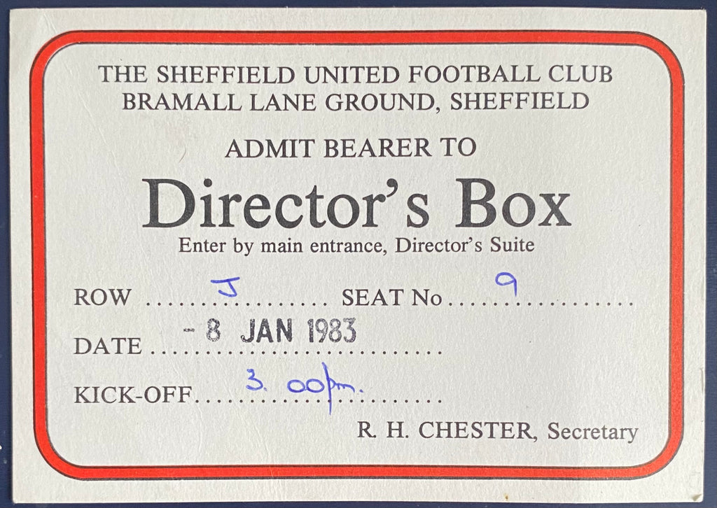 1962/83 ORIGINAL FA CUP 3RD ROUND TICKET SHEFFIELD UNITED V STOKE CITY