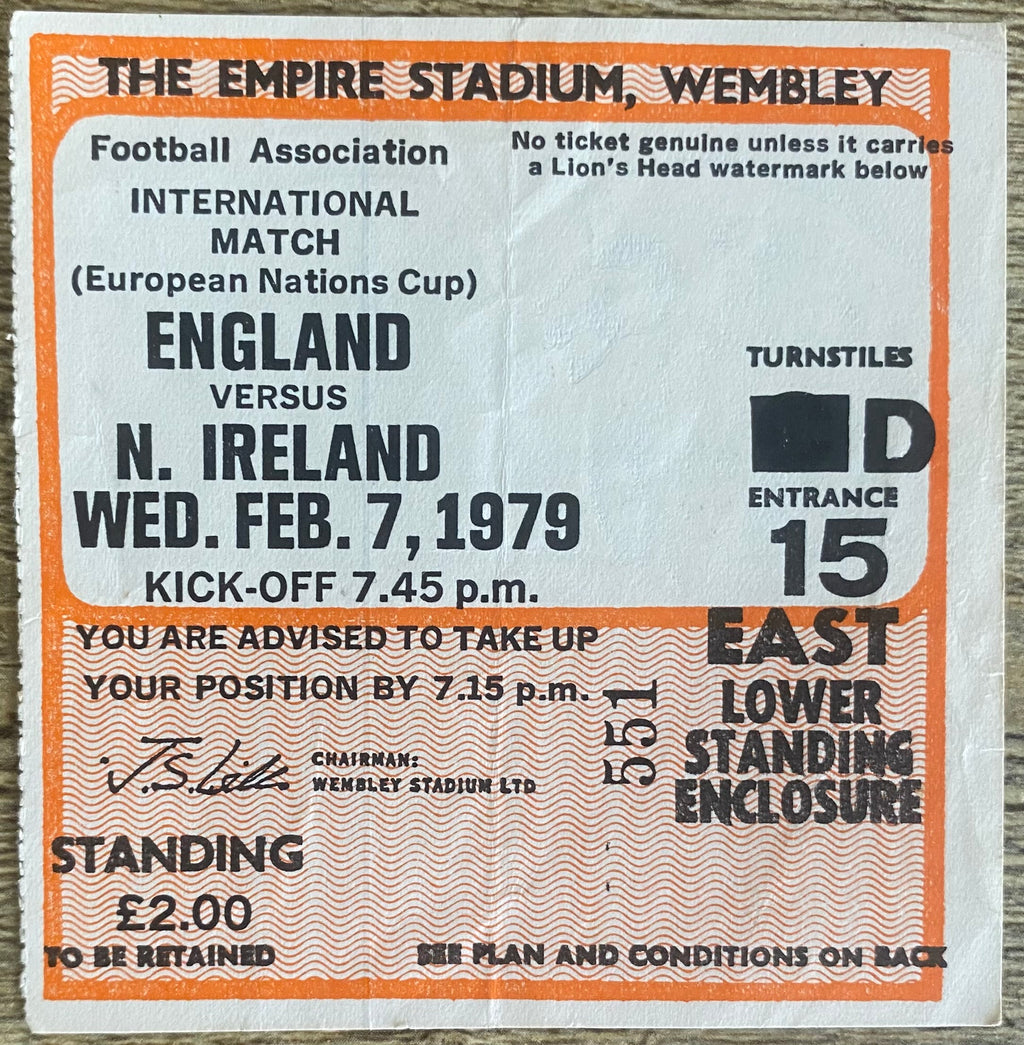1979 ORIGINAL EUROPEAN CHAMPIONSHIPS QUALIFYING TICKET ENGLAND V NORTHERN IRELAND
