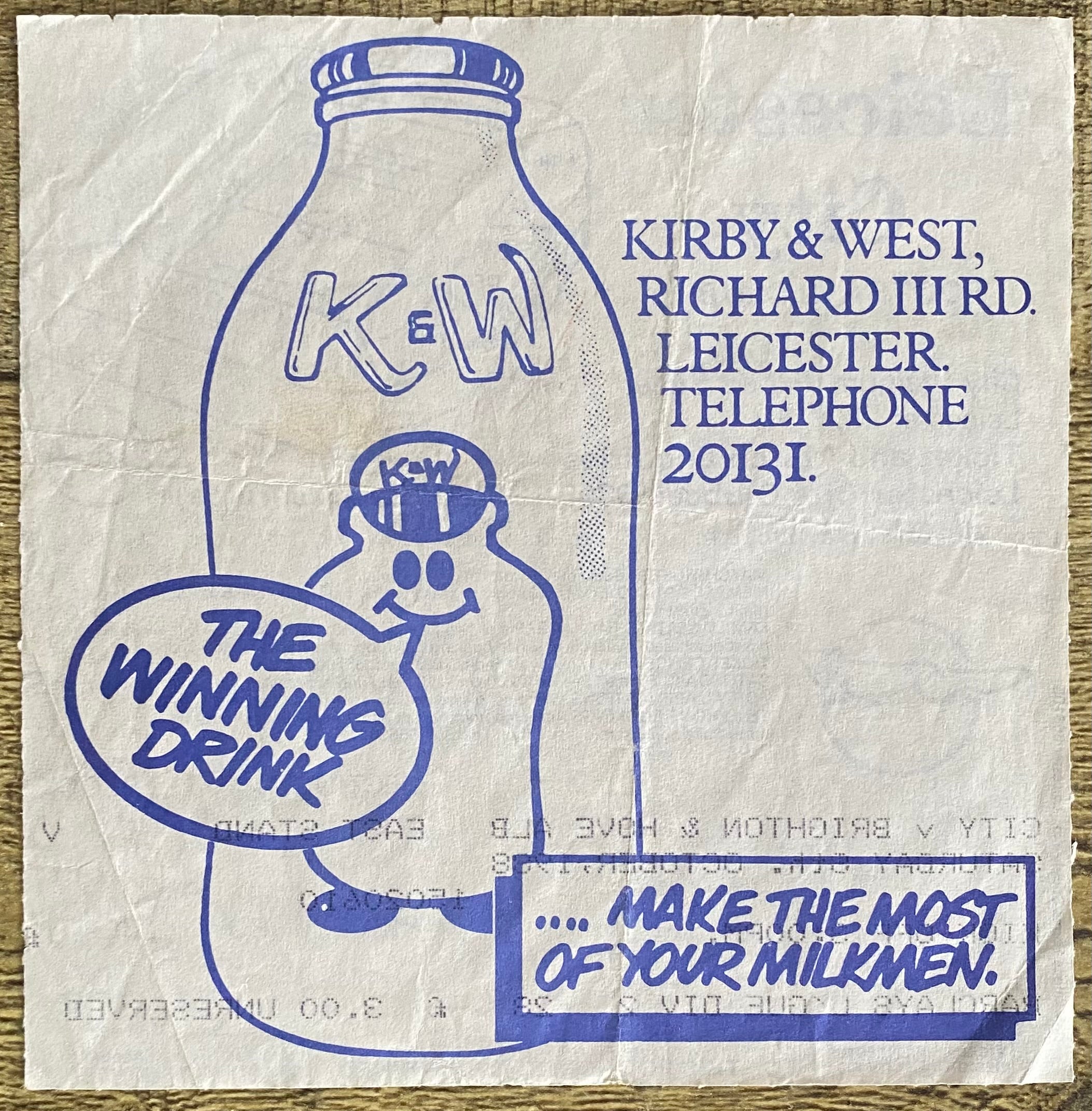 1988/89 ORIGINAL DIVISION TWO TICKET LEICESTER CITY V BRIGHTON AND HOVE ALBION