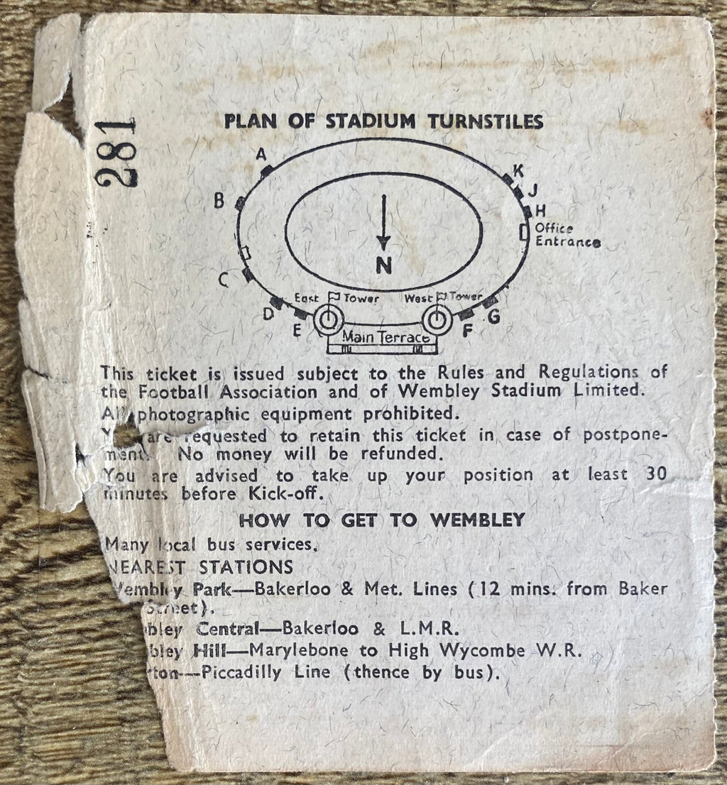1966 ORIGINAL WORLD CUP FINAL TICKET ENGLAND V WEST GERMANY @ WEMBLEY