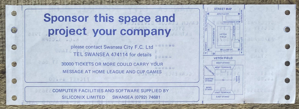1986/87 ORIGINAL DIVISION 4 UNUSED TICKET SWANSEA CITY V STOCKPORT COUNTY