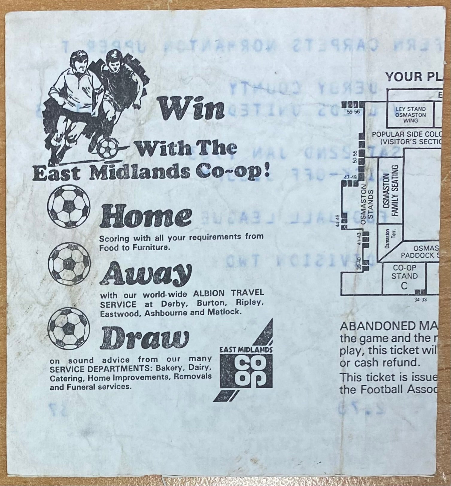 1982/83 ORIGINAL DIVISION 2 TICKET DERBY COUNTY V LEEDS UNITED