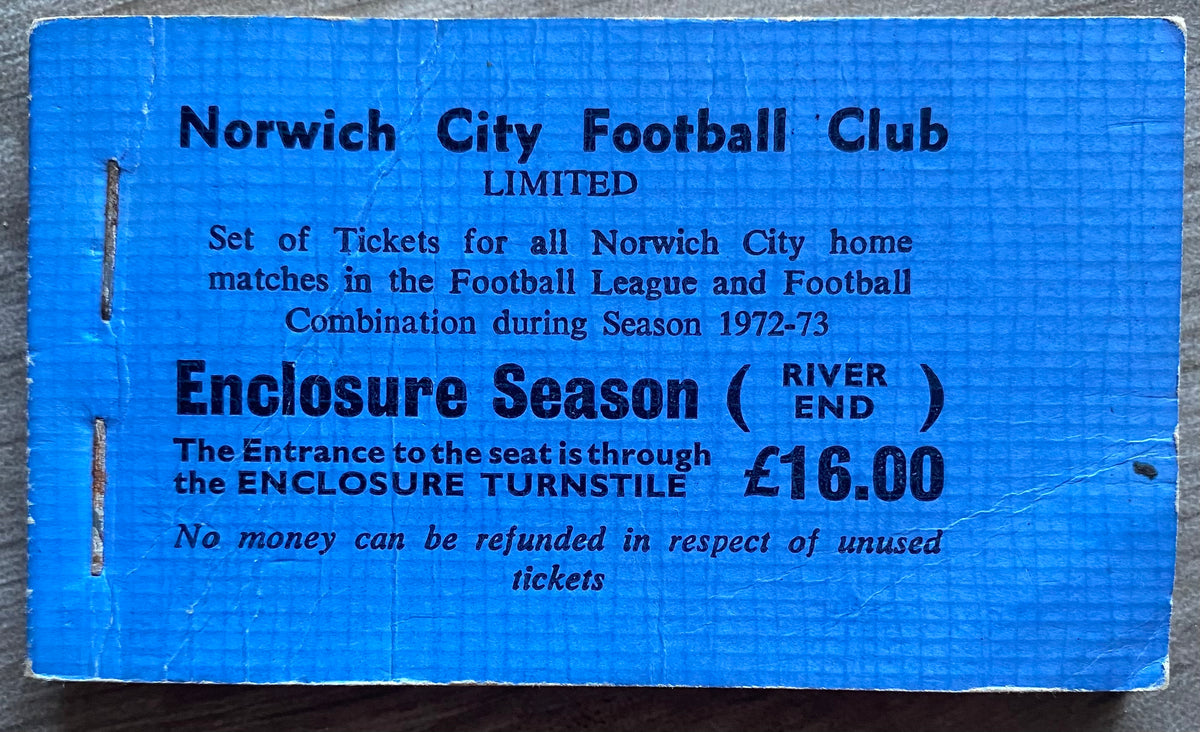 1972/73 NORWICH CITY ORIGINAL SEASON TICKET