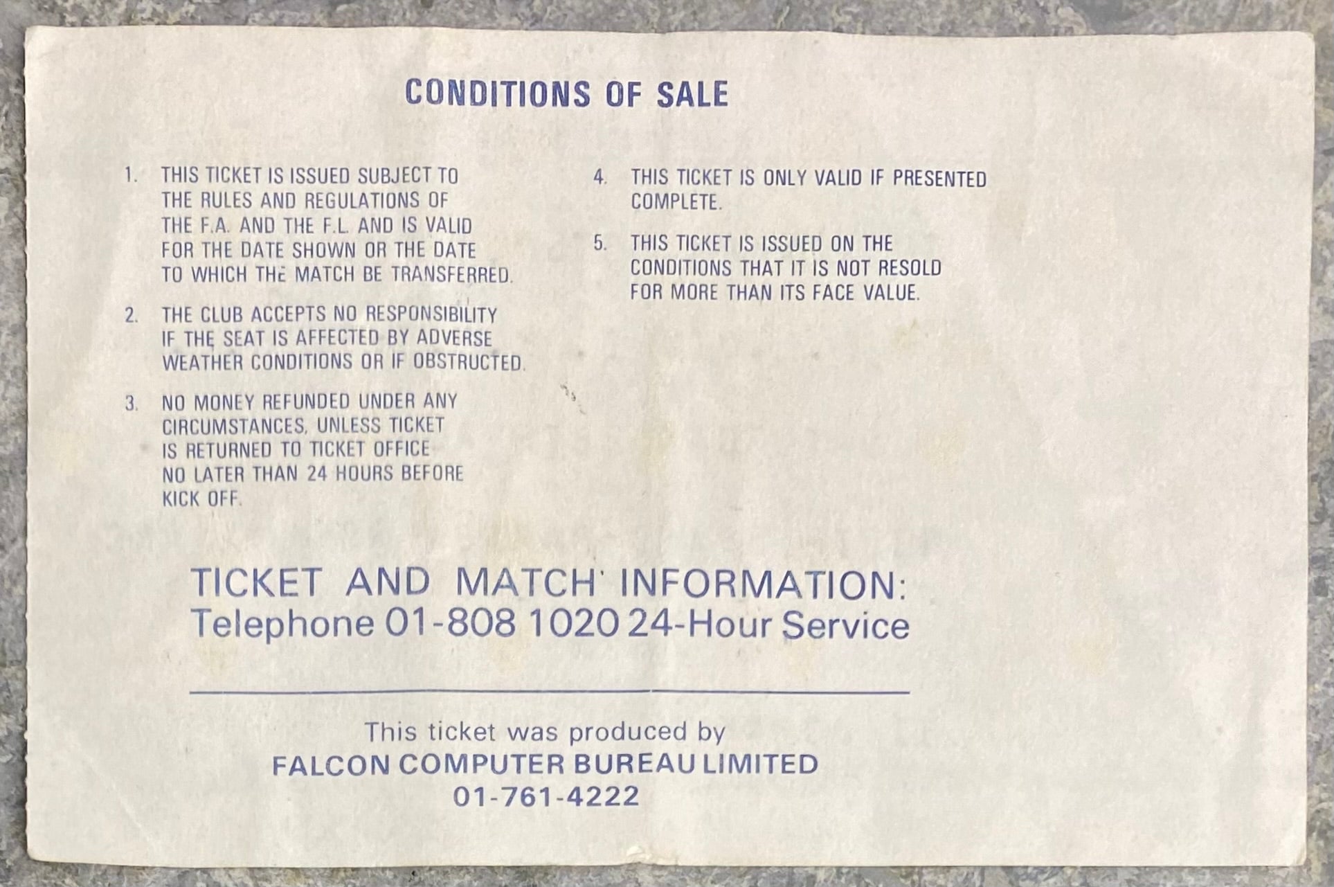 1982/83 ORIGINAL DIVISION ONE TICKET TOTTENHAM HOTSPUR V LUTON TOWN