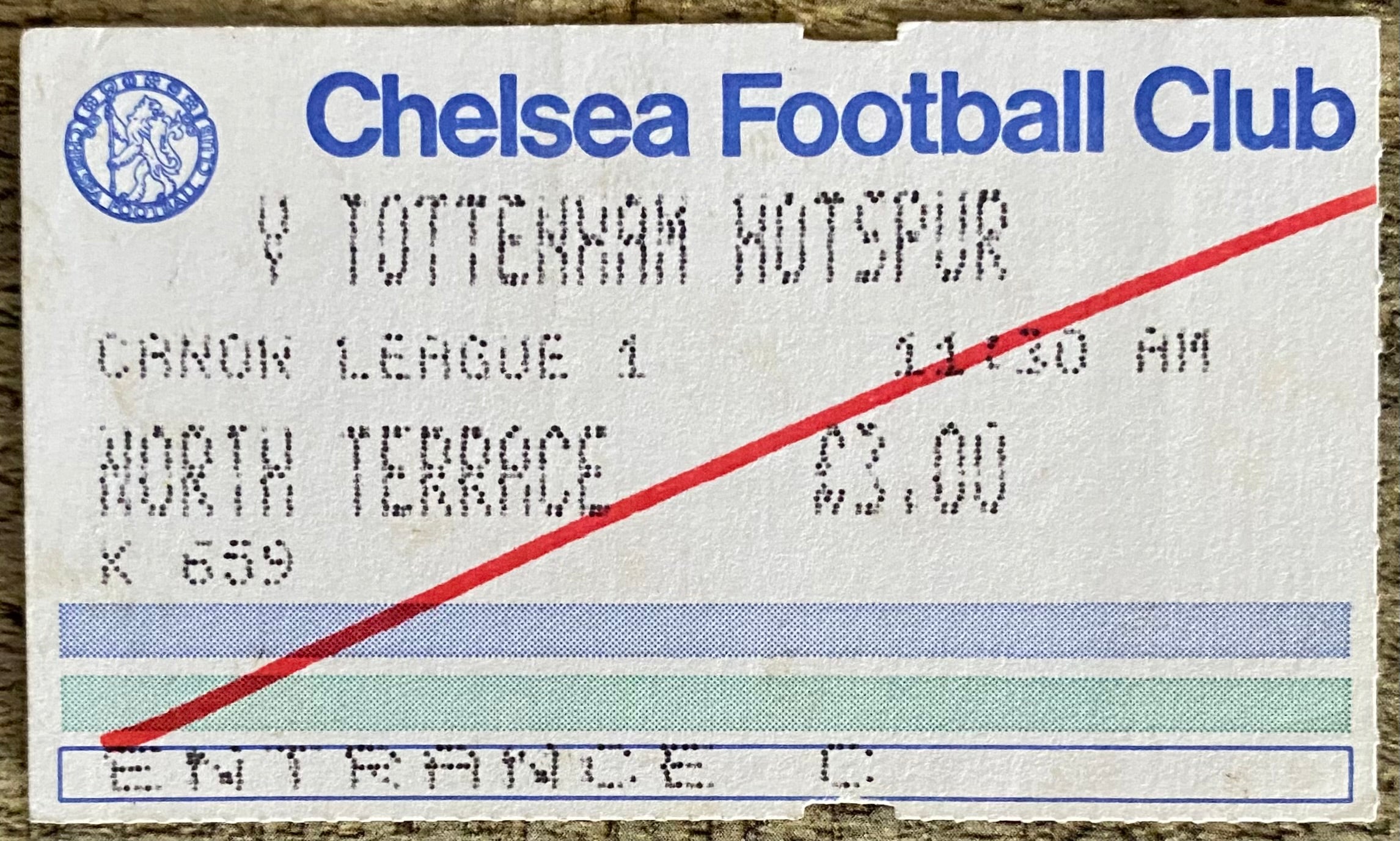 1984/85 ORIGINAL DIVISION 1 TICKET CHELSEA V TOTTENHAM HOTSPUR