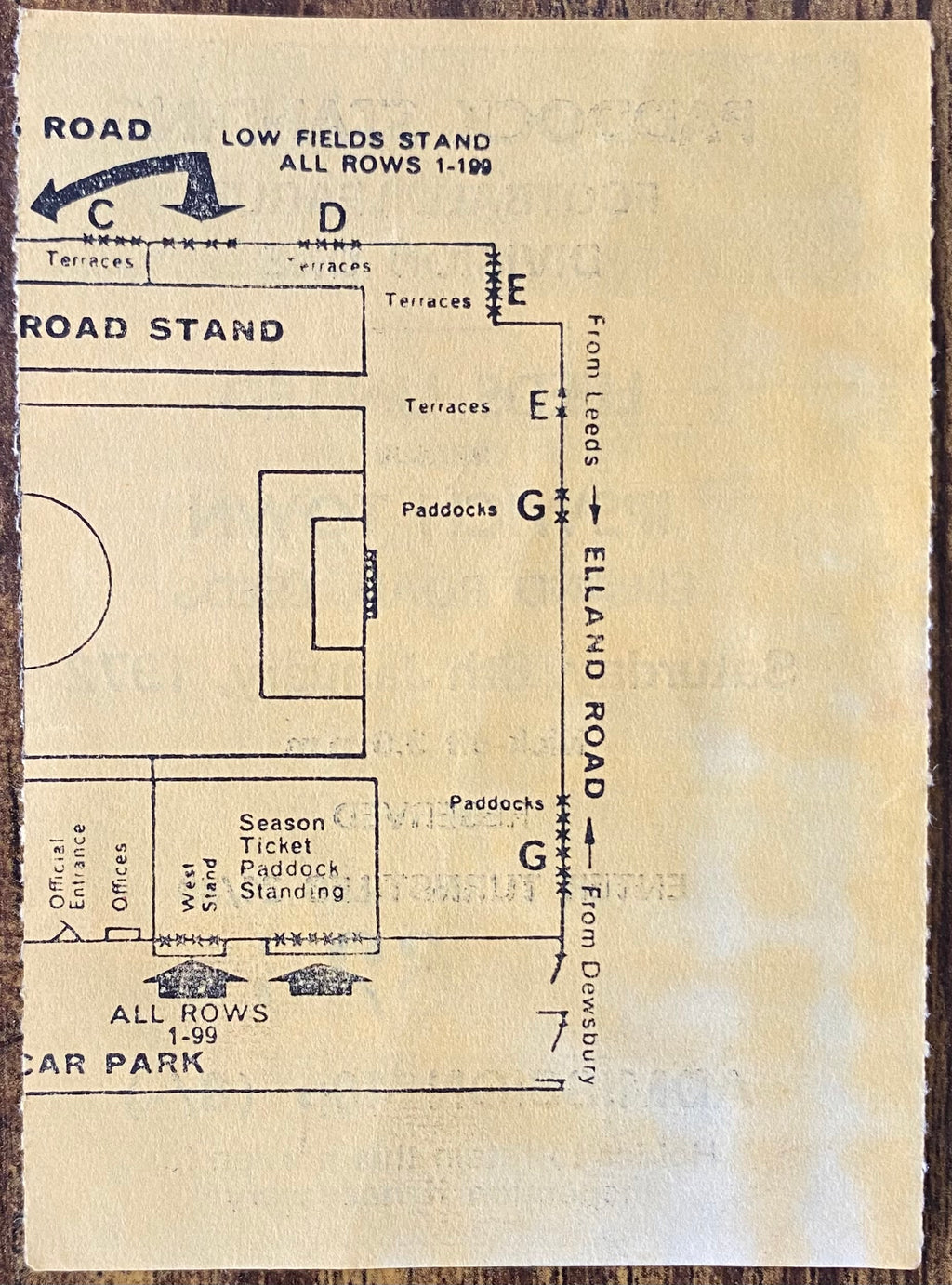 1971/72 ORIGINAL DIVISION ONE TICKET LEEDS UNITED V IPSWICH TOWN