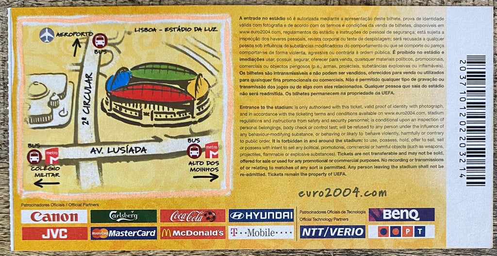 2004 ORIGINAL EUROPEAN CHAMPIONSHIPS TICKET ENGLAND V CROATIA @ LISBON