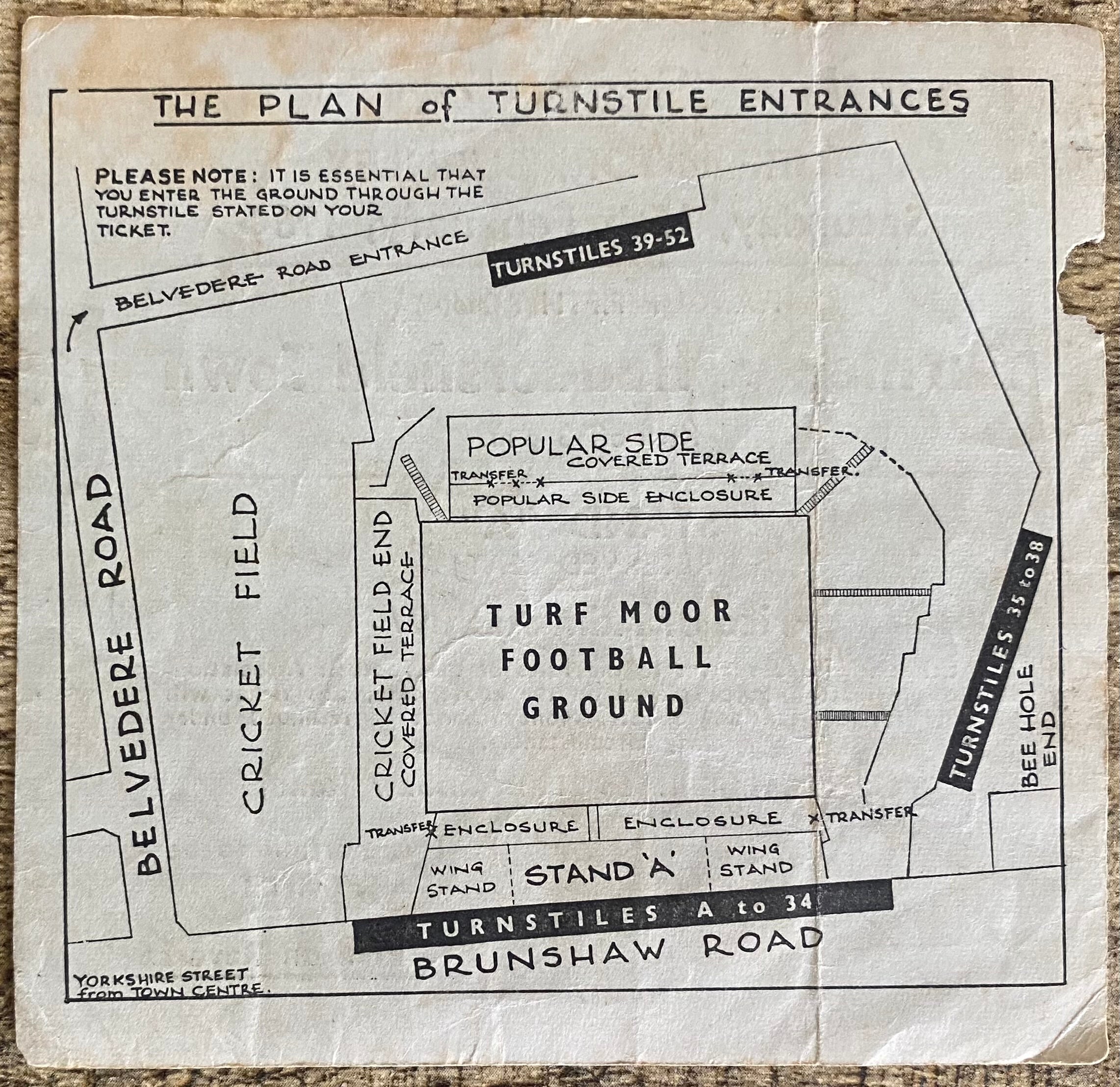 1963/64 ORIGINAL FA CUP 5TH ROUND TICKET BURNLEY V HUDDERSFIELD TOWN
