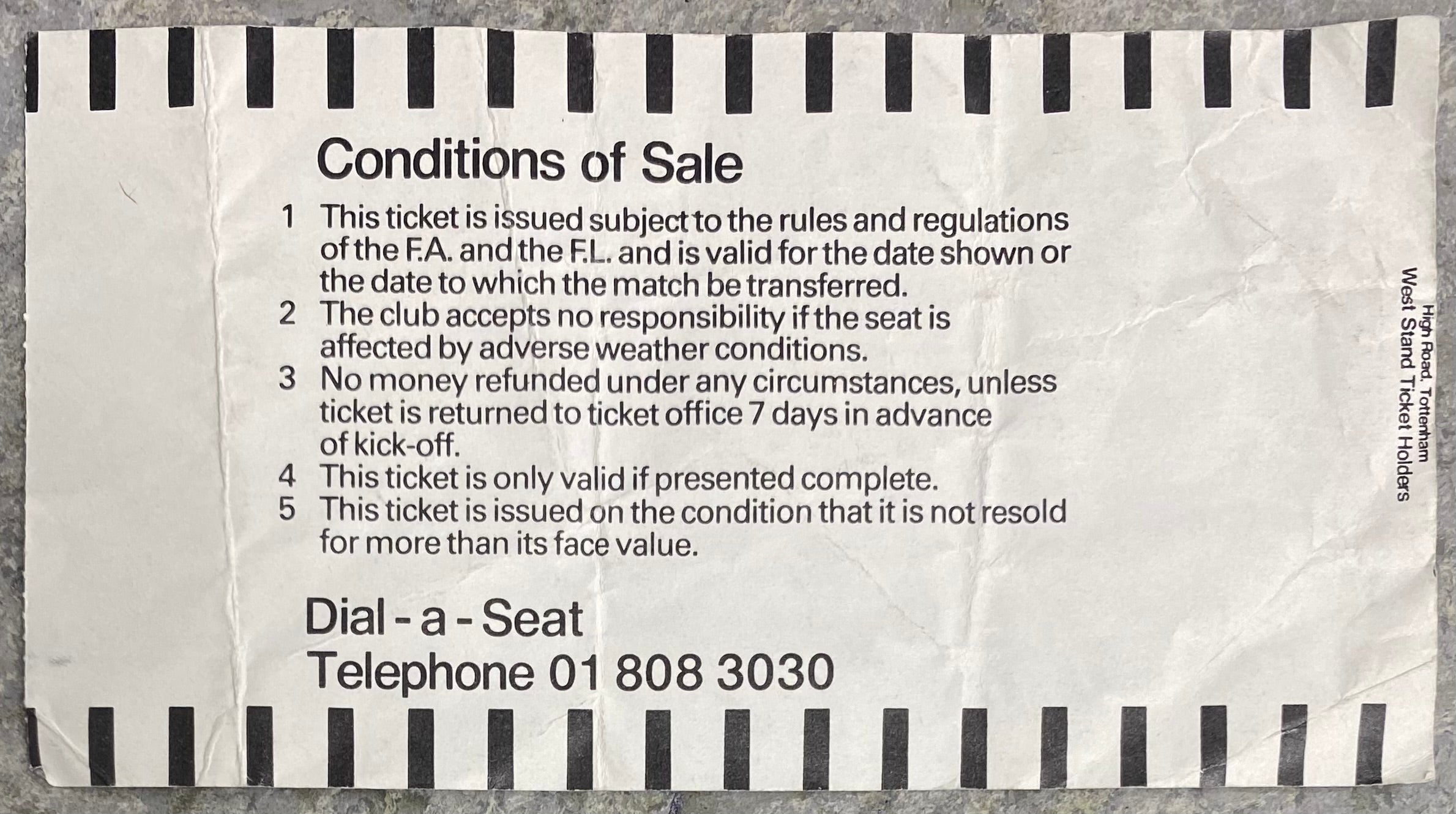 1986/87 ORIGINAL LITTLEWOODS CUP 3RD ROUND TICKET TOTTENHAM HOTSPUR V BIRMINGHAM CITY