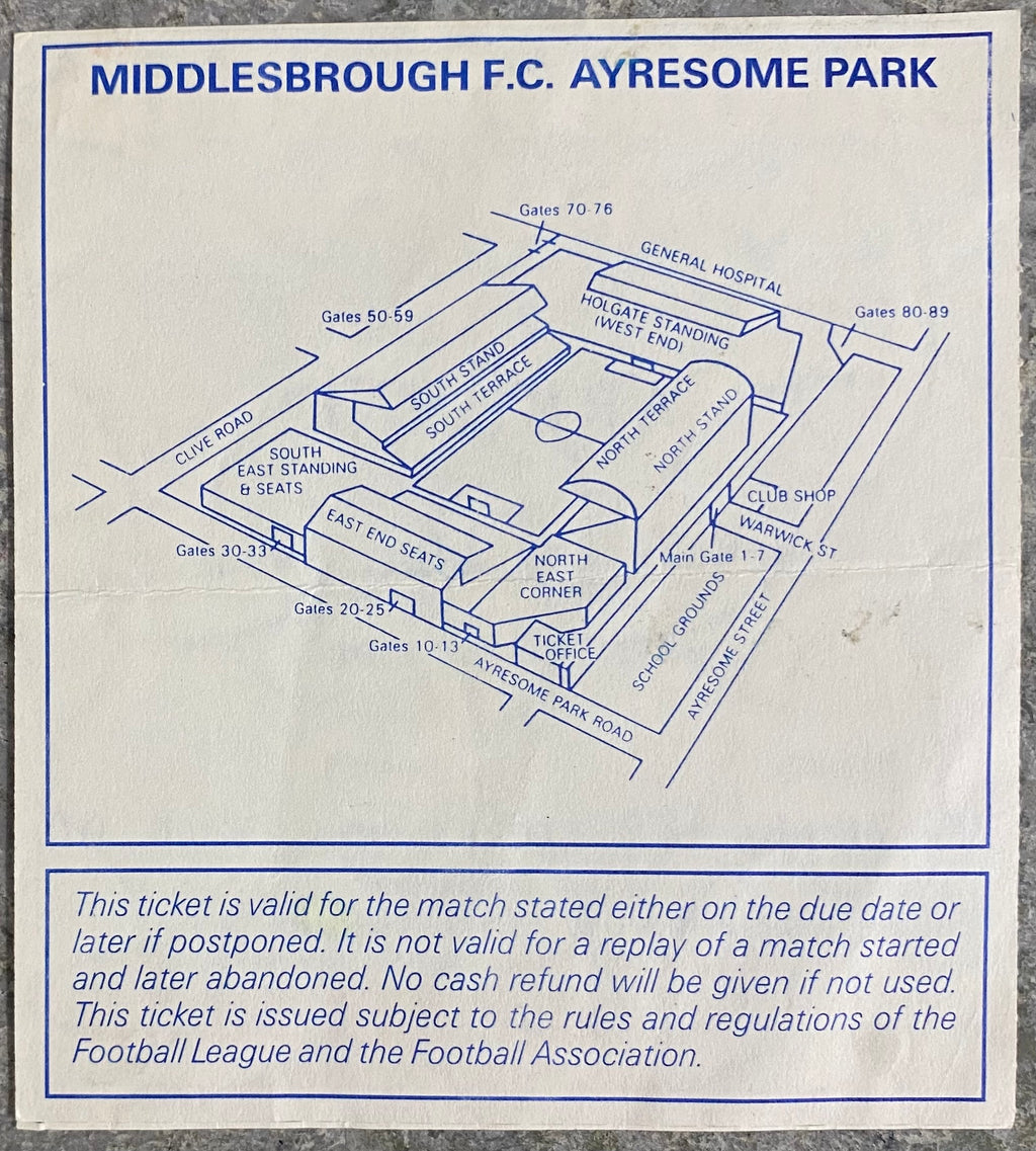1992/93 ORIGINAL PREMIER LEAGUE TICKET MIDDLESBROUGH V ARSENAL