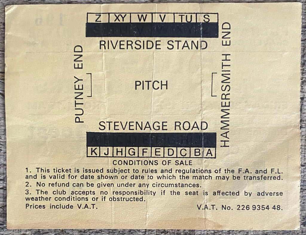 1974/75 ORIGINAL DIVISION 2 TICKET FULHAM V BOLTON WANDERERS