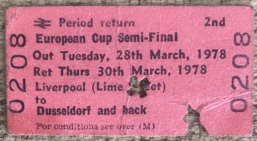 1977/78 ORIGINAL EUROPEAN CUP SEMI FINAL TRAIN TICKET BORUSSIA MONCHENGLADBACH V LIVERPOOL