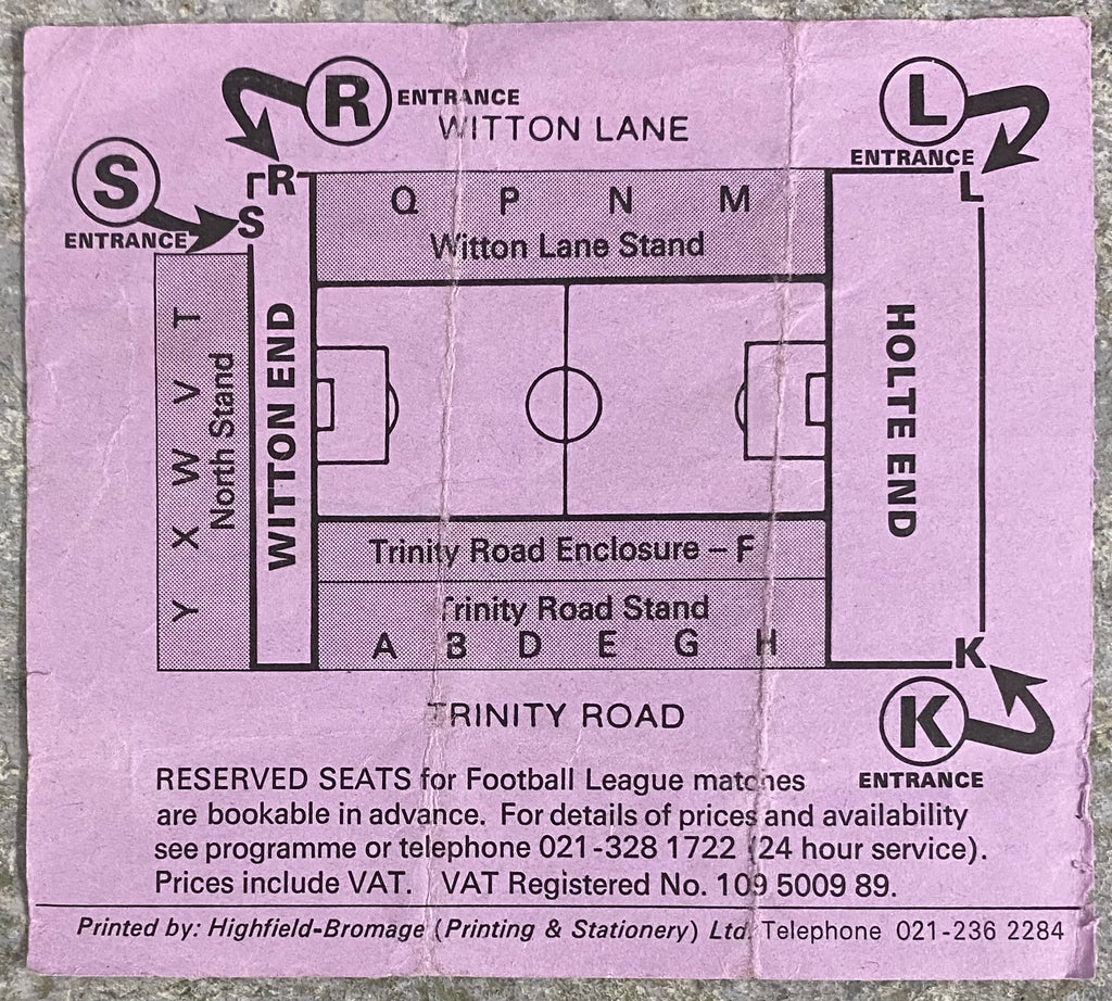 1989 ORIGINAL FA CUP SEMI FINAL TICKET EVERTON V NORWICH CITY @ VILLA PARK