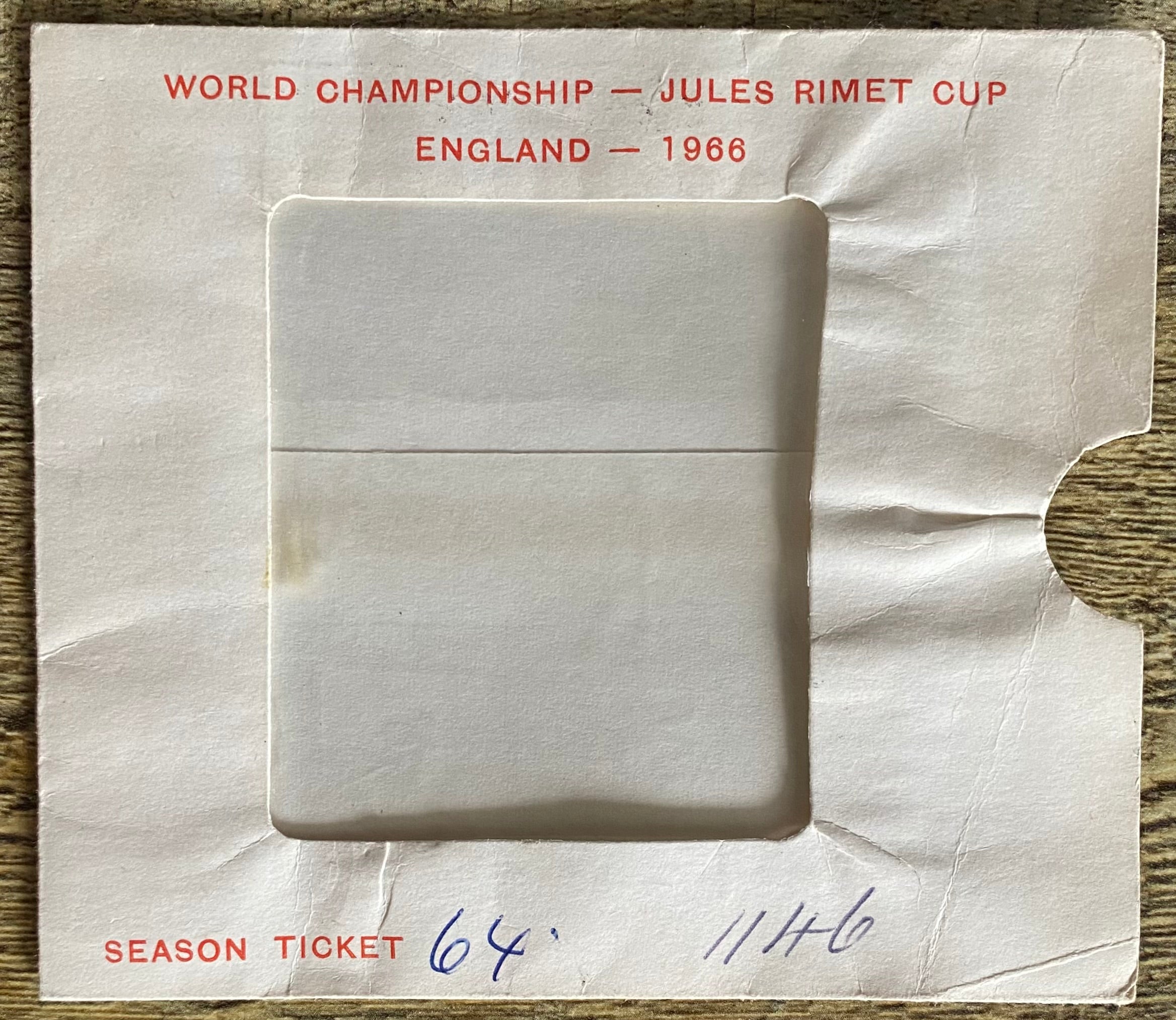 1966 WORLD CUP ORIGINAL OFFICIAL SEASON TICKET HOLDER WALLET