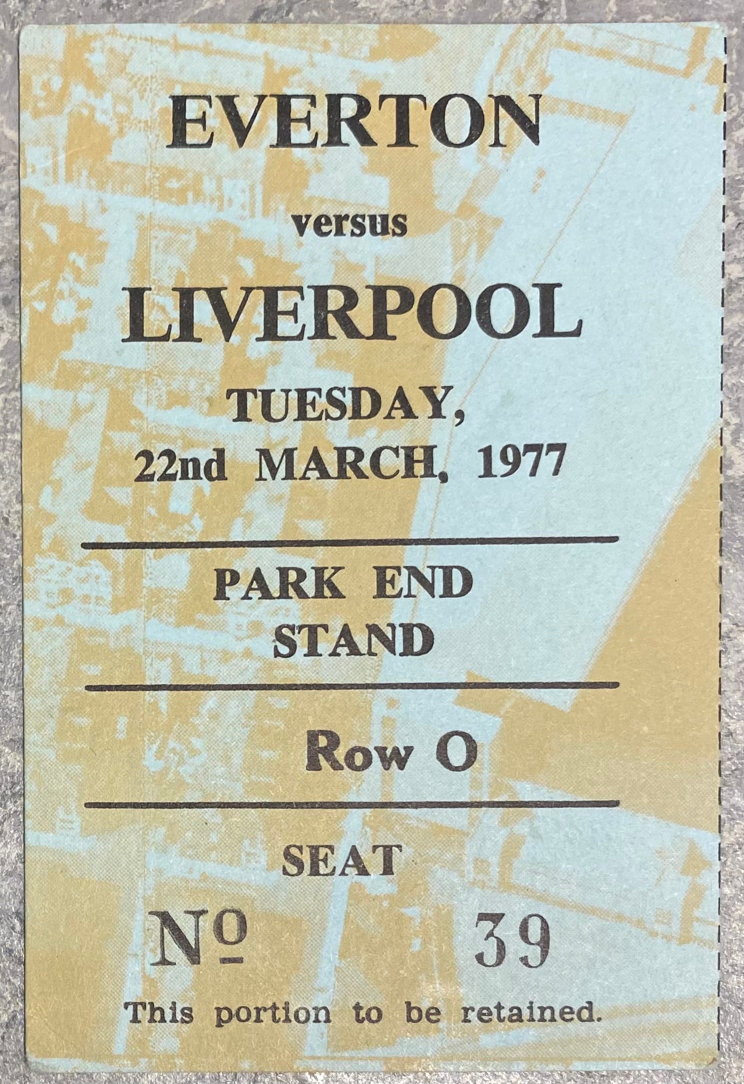 1976/77 ORIGINAL DIVISION ONE TICKET EVERTON V LIVERPOOL