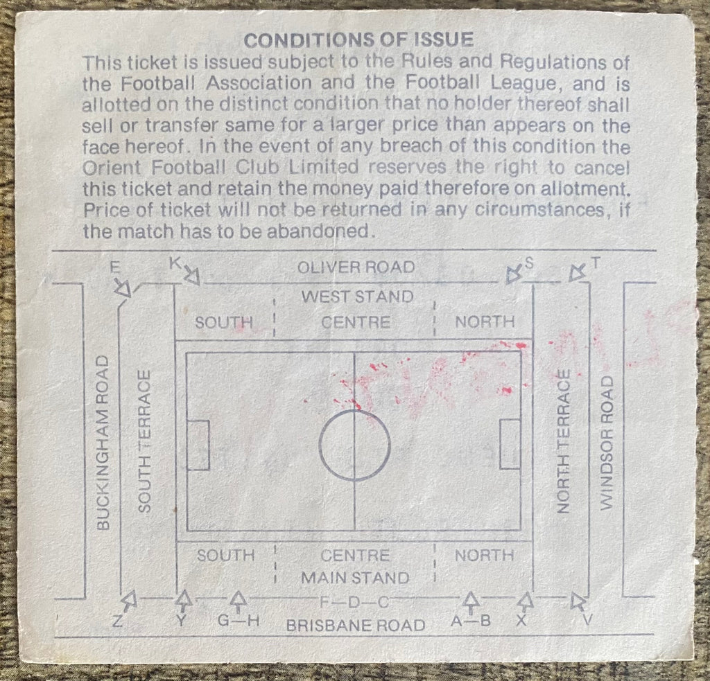1979/80 ORIGINAL DIVISION 2 TICKET ORIENT V NEWCASTLE UNITED