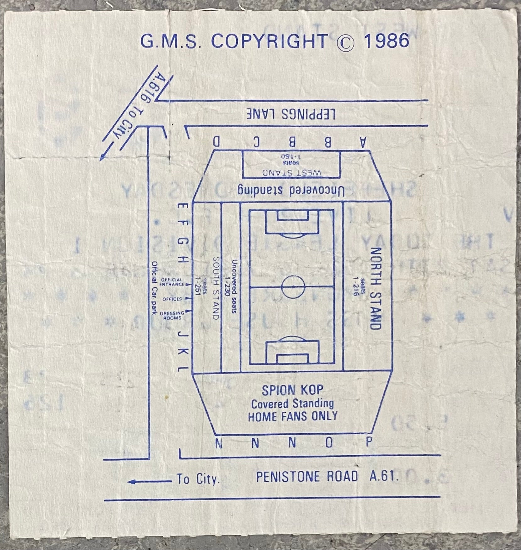 1986/87 ORIGINAL DIVISION ONE TICKET SHEFFIELD WEDNESDAY V LIVERPOOL