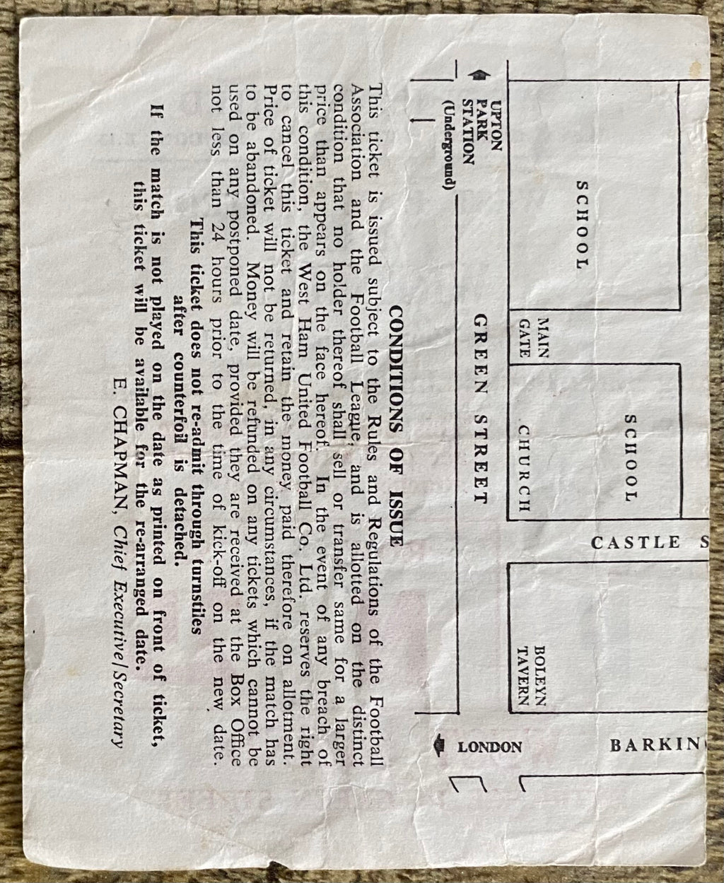 1980/81 ORIGINAL FA CUP 3RD ROUND TICKET WEST HAM UNITED V WREXHAM