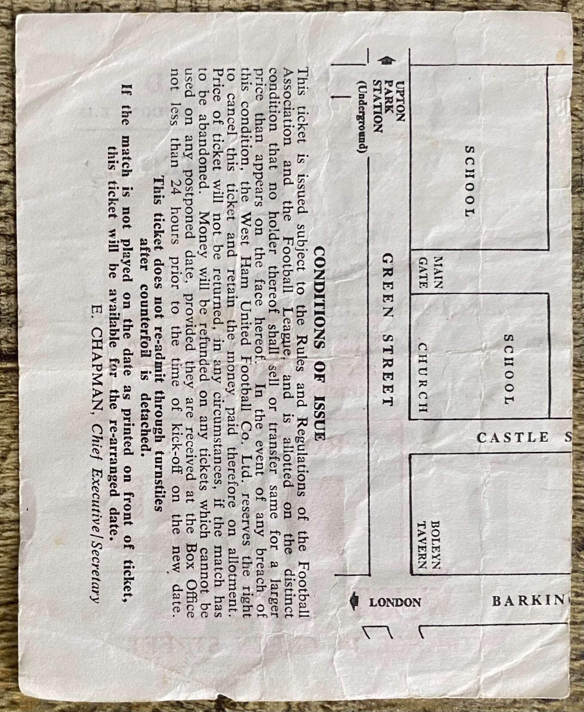 1980/81 ORIGINAL FA CUP 3RD ROUND TICKET WEST HAM UNITED V WREXHAM